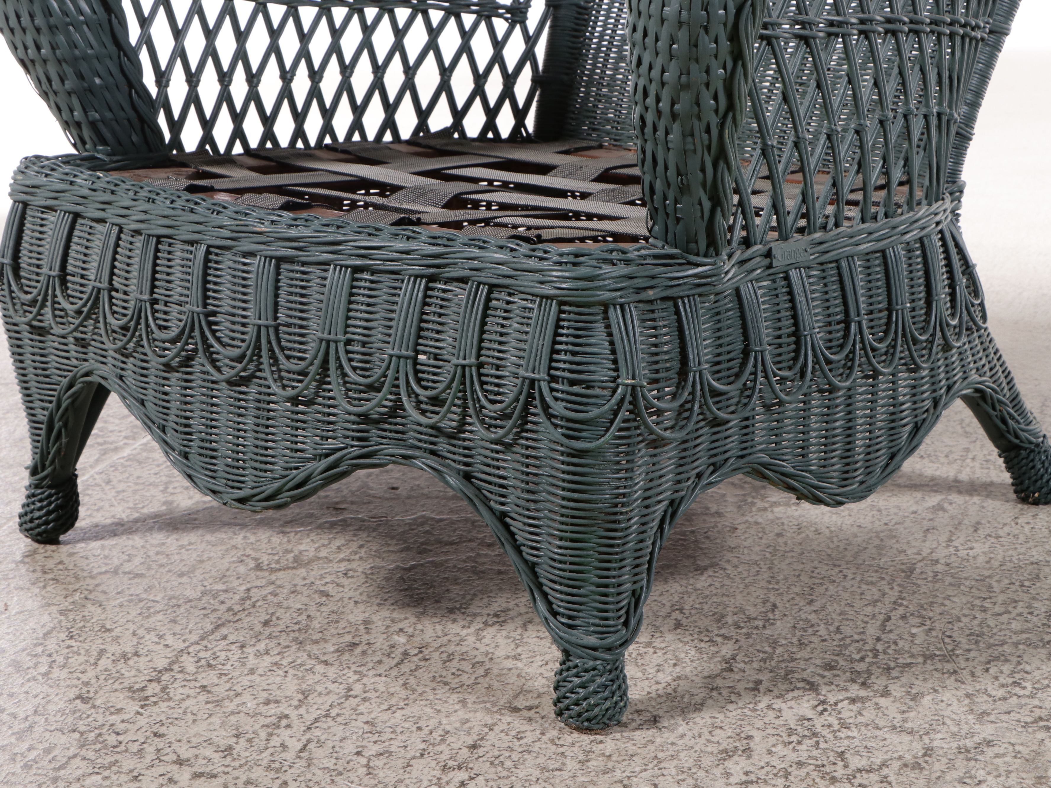 Vintage Painted Wicker Armchair