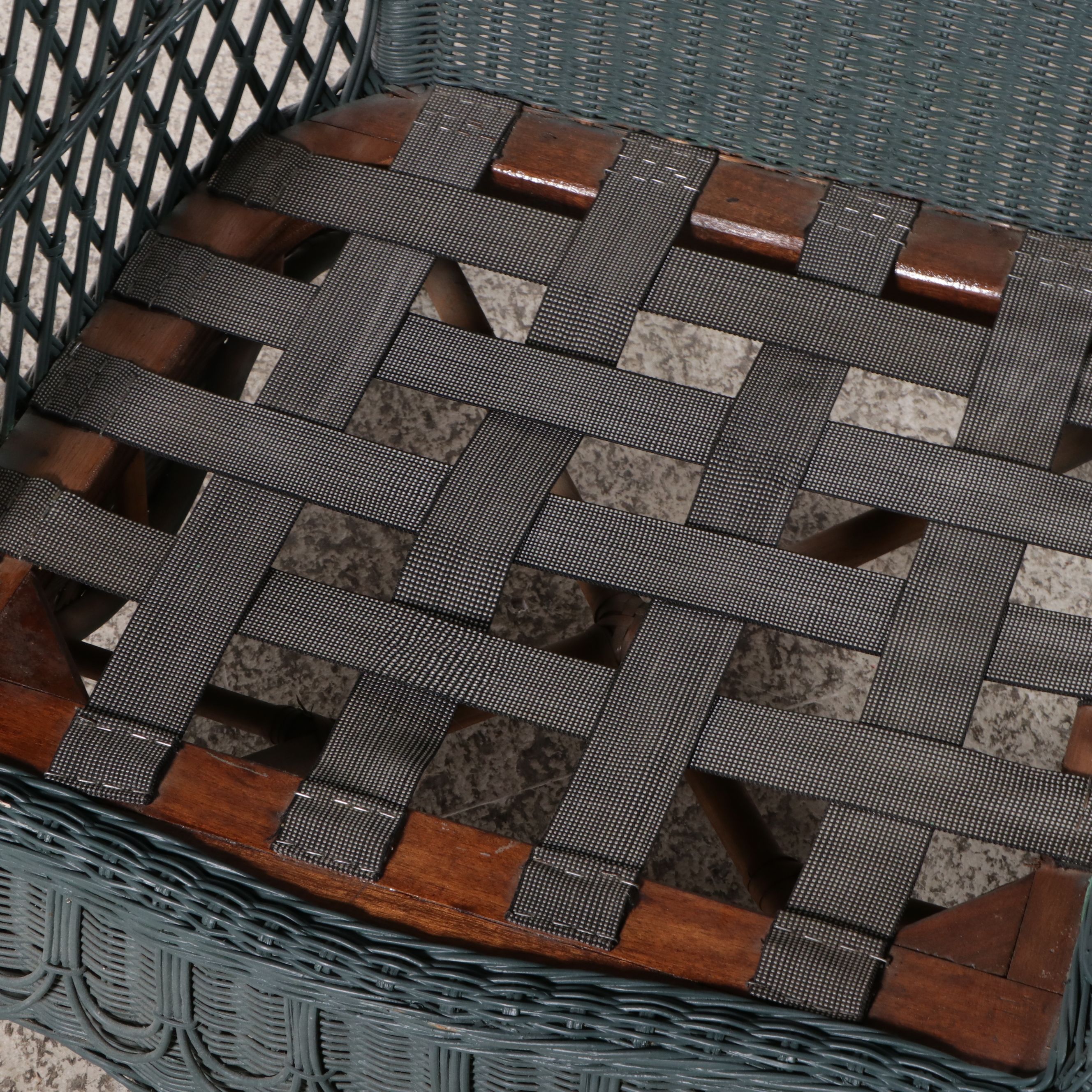 Vintage Painted Wicker Armchair