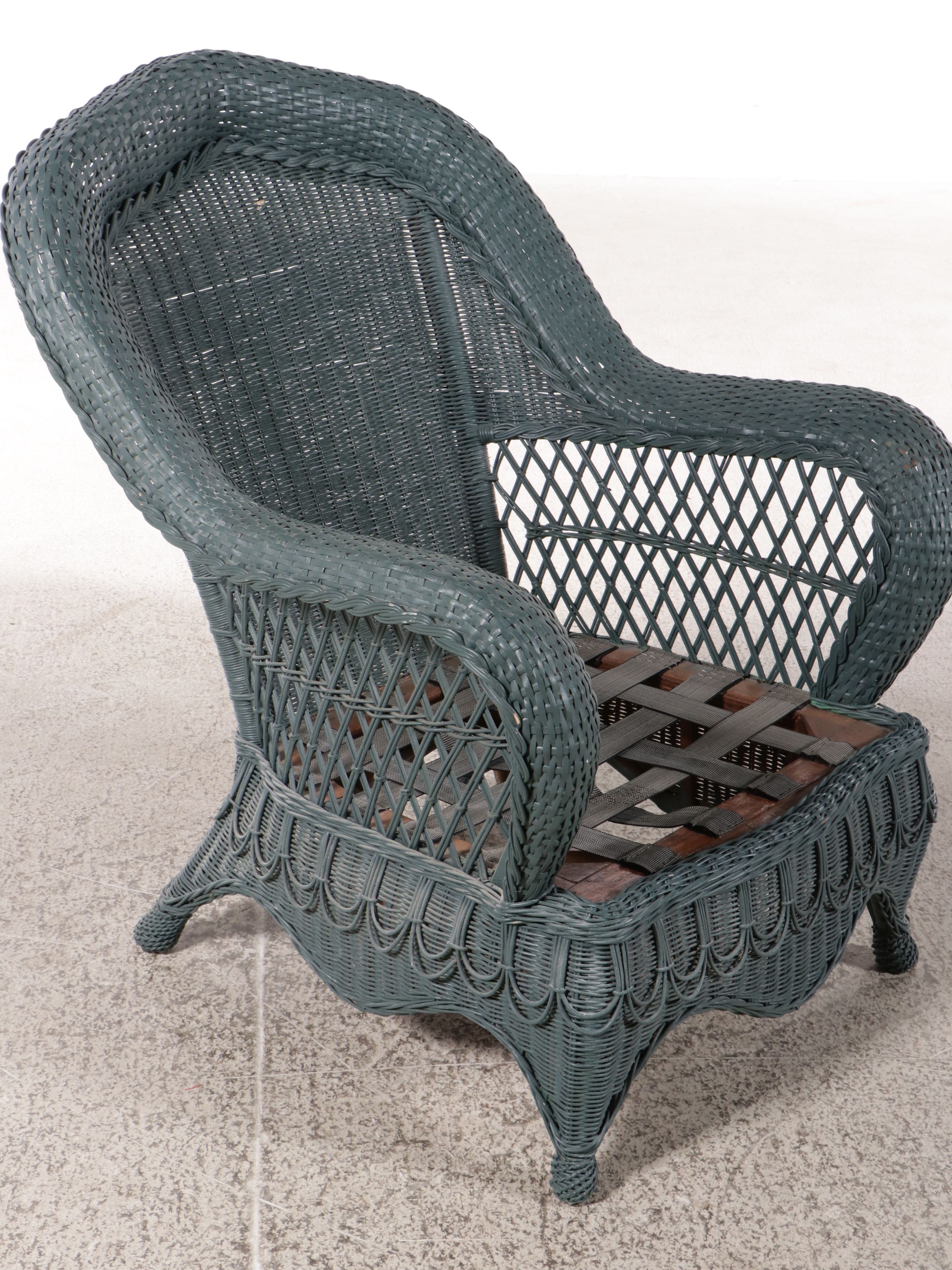 Vintage Painted Wicker Armchair
