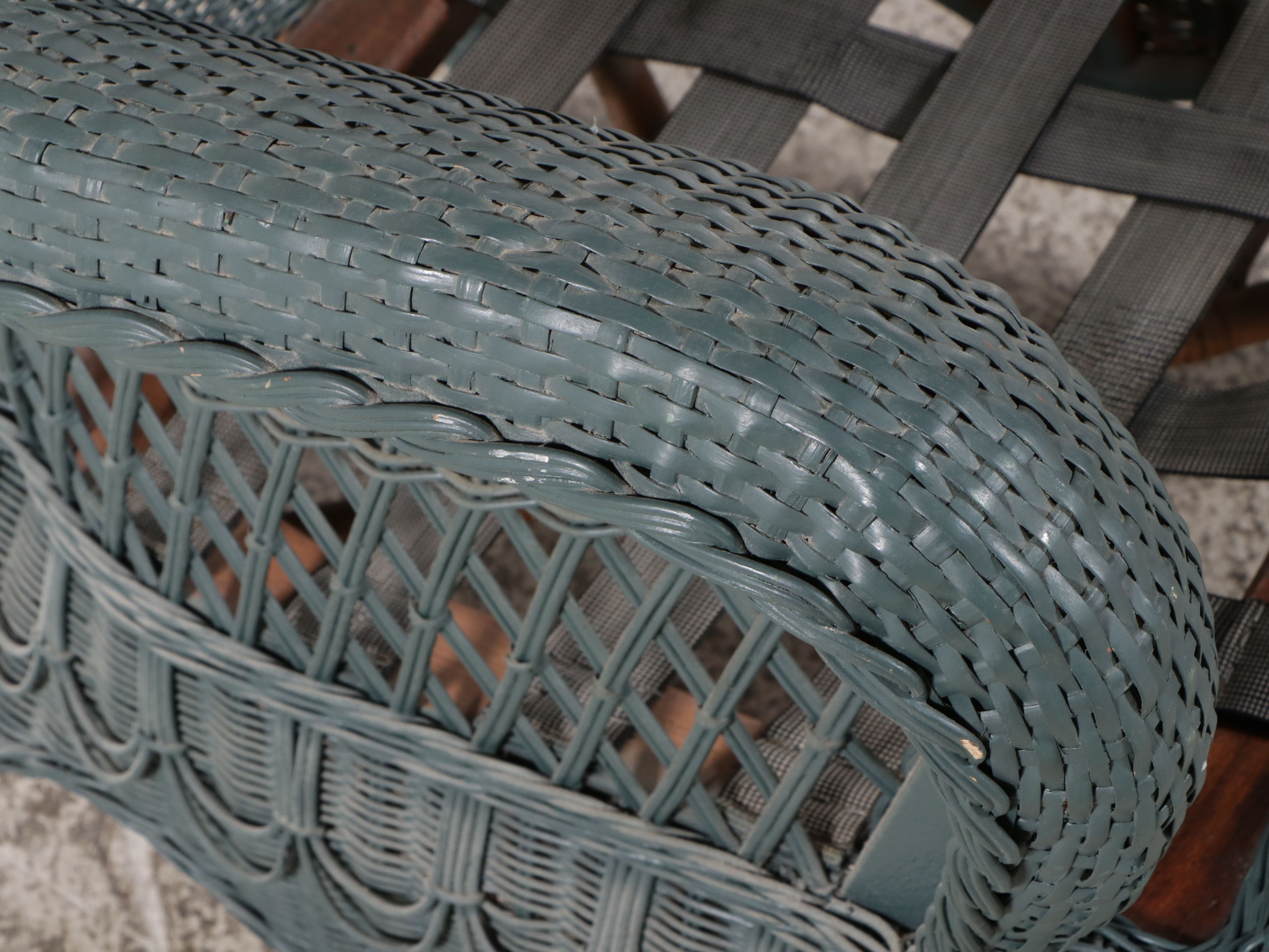 Vintage Painted Wicker Armchair