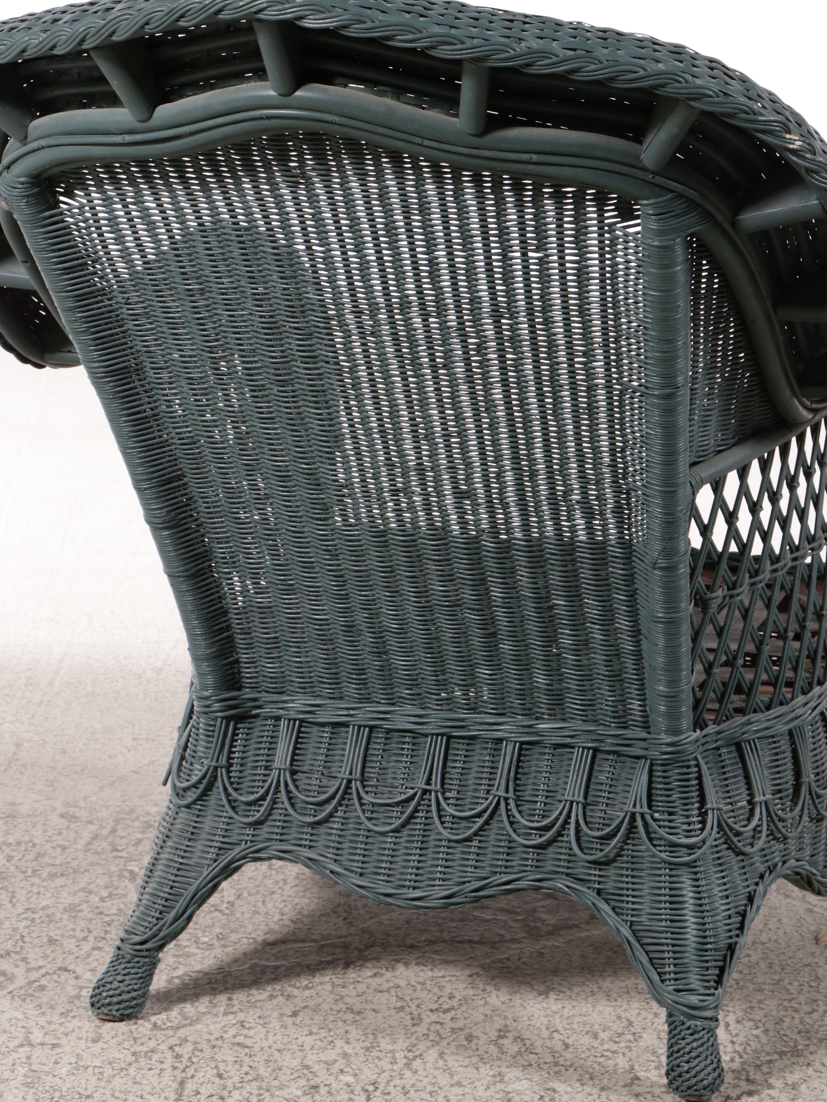 Vintage Painted Wicker Armchair