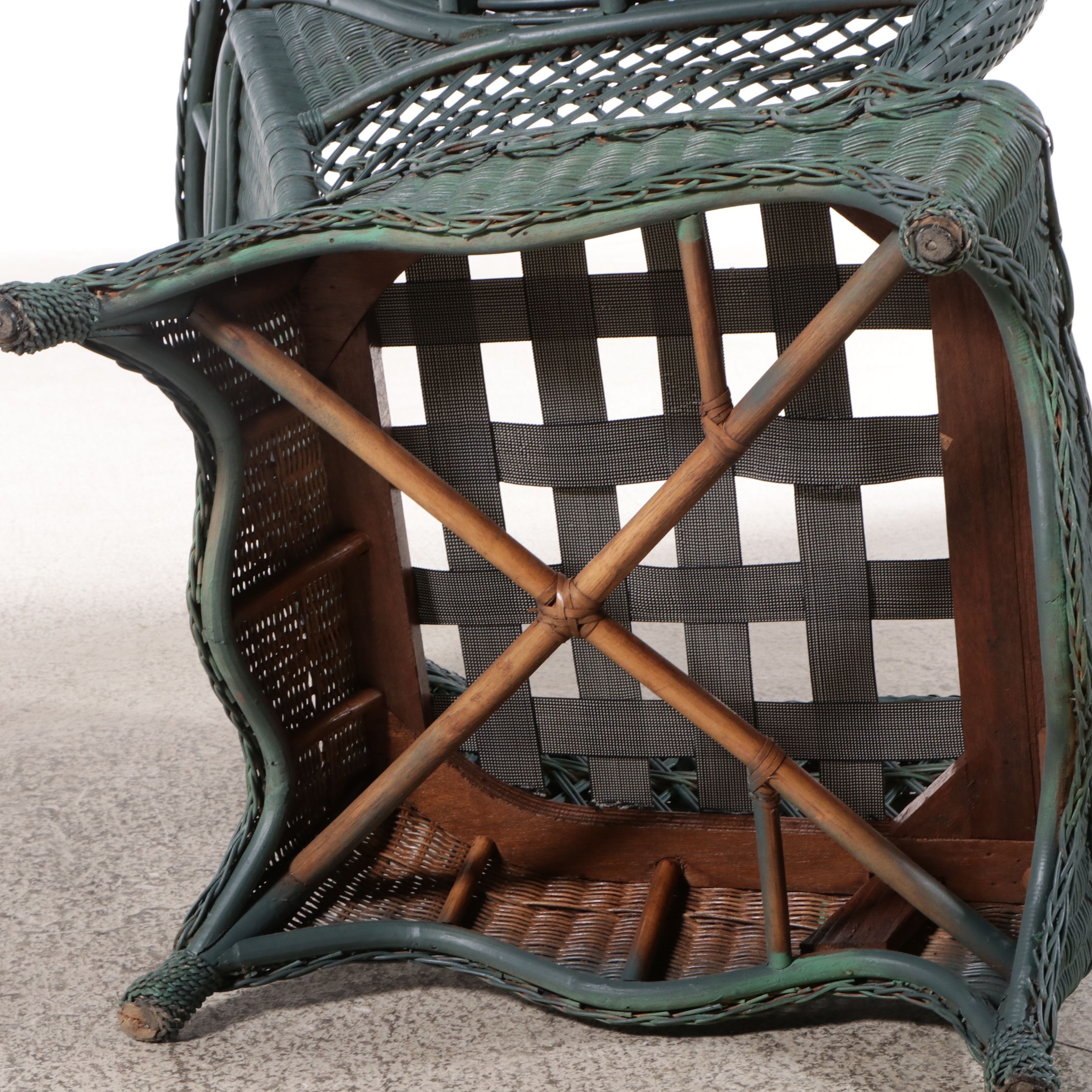 Vintage Painted Wicker Armchair