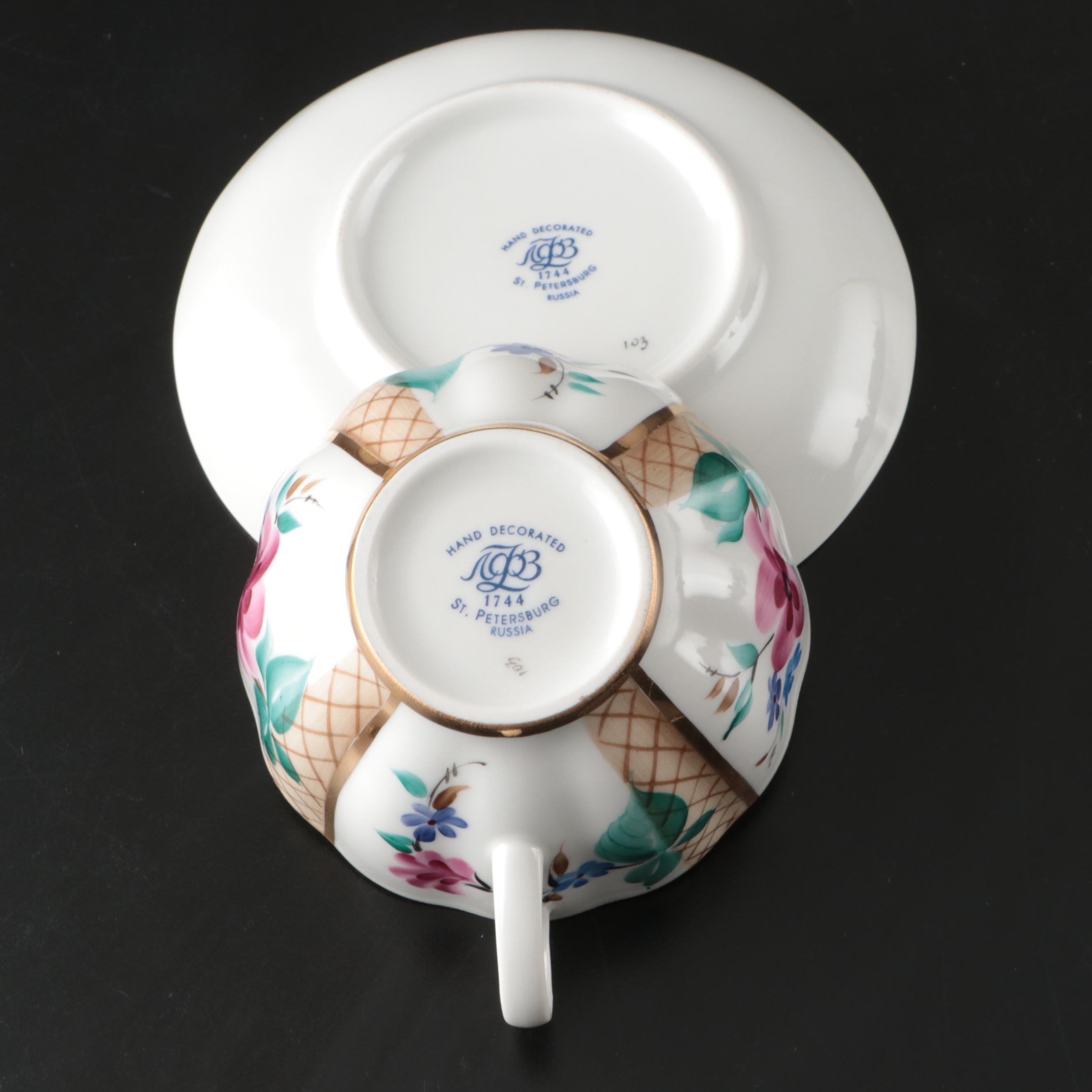 Lomonosov "Antique Rose" Porcelain Tea Service