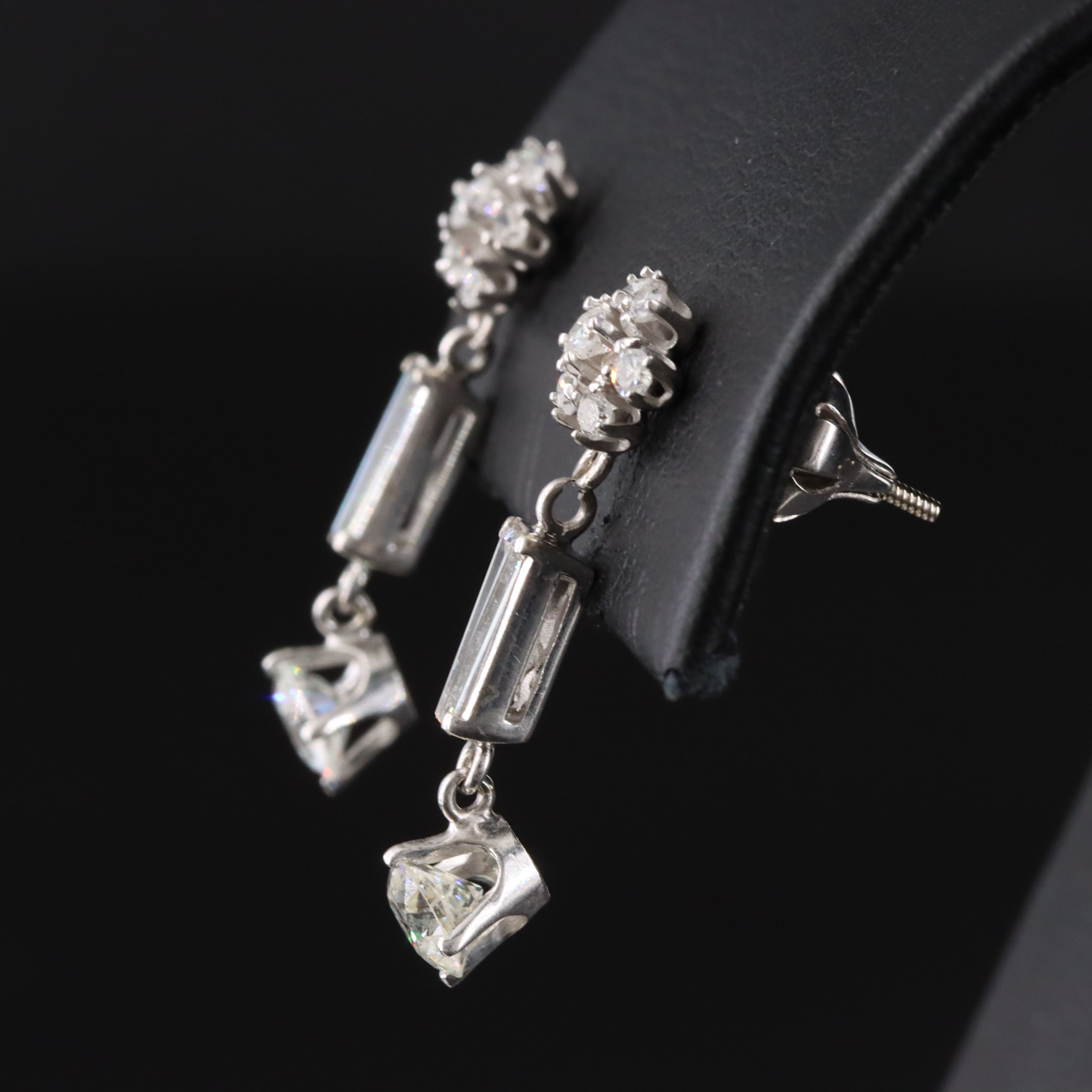 Palladium 1.37 CTW Diamond Drop Earrings