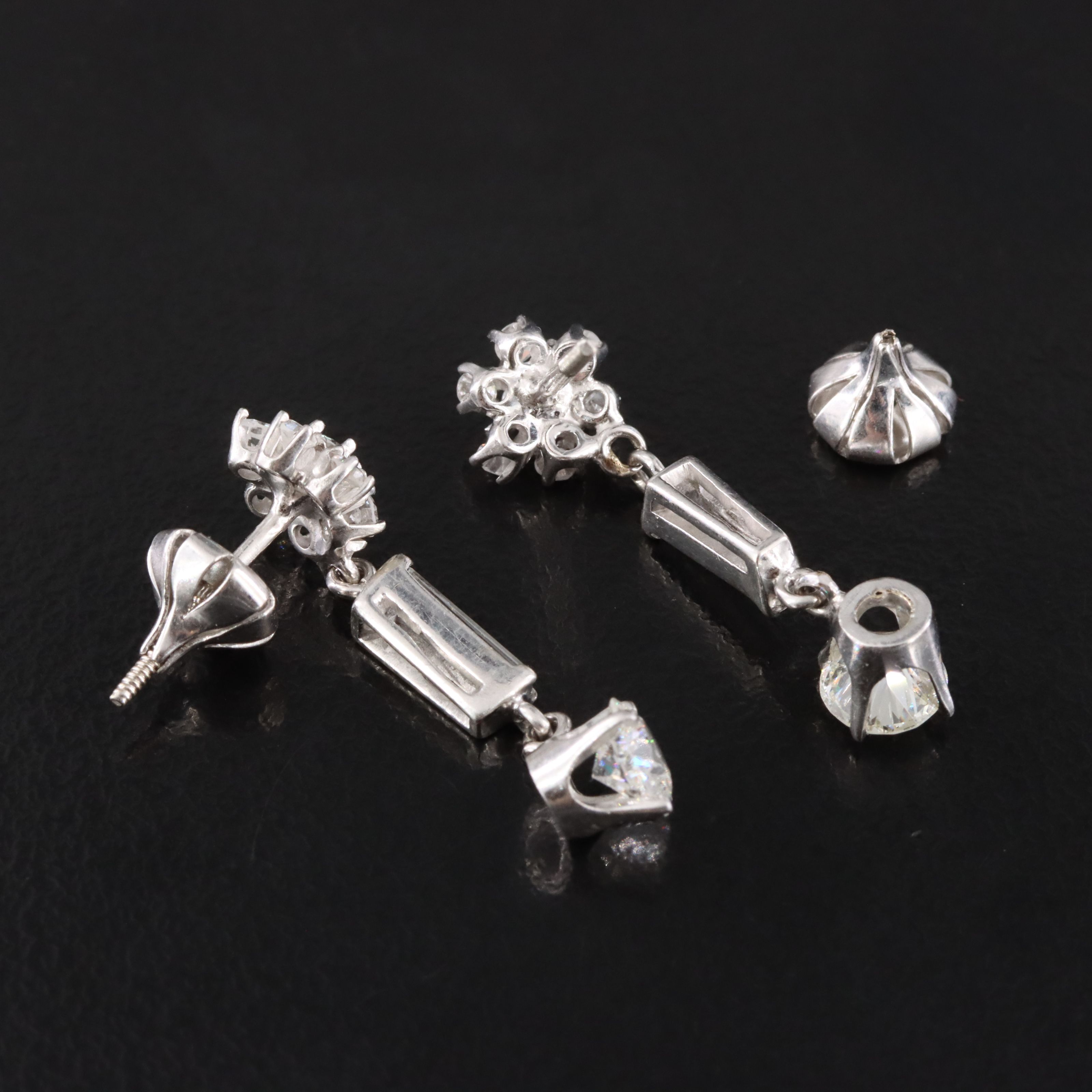 Palladium 1.37 CTW Diamond Drop Earrings