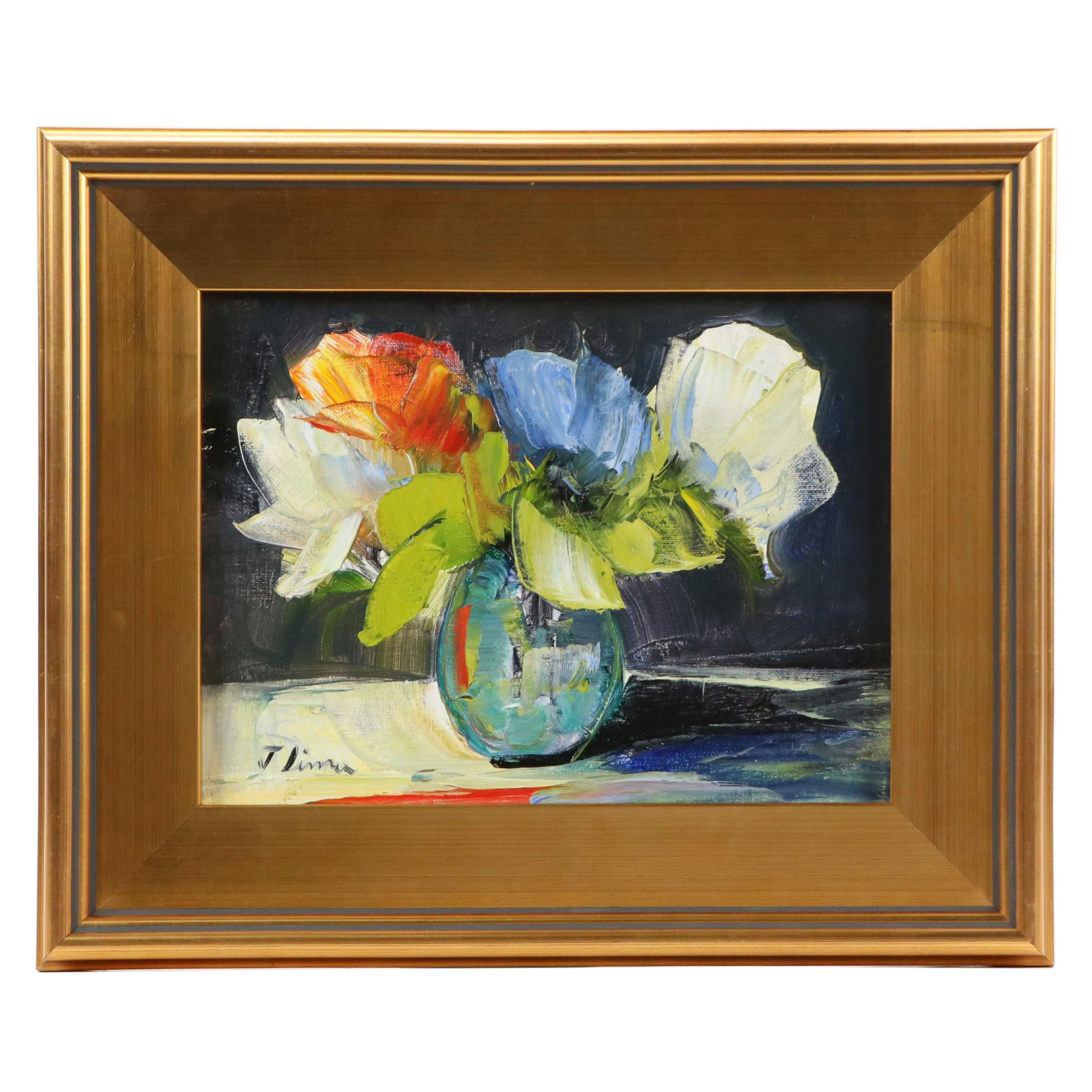 José M. Lima Floral Still Life Oil Painting, 2024