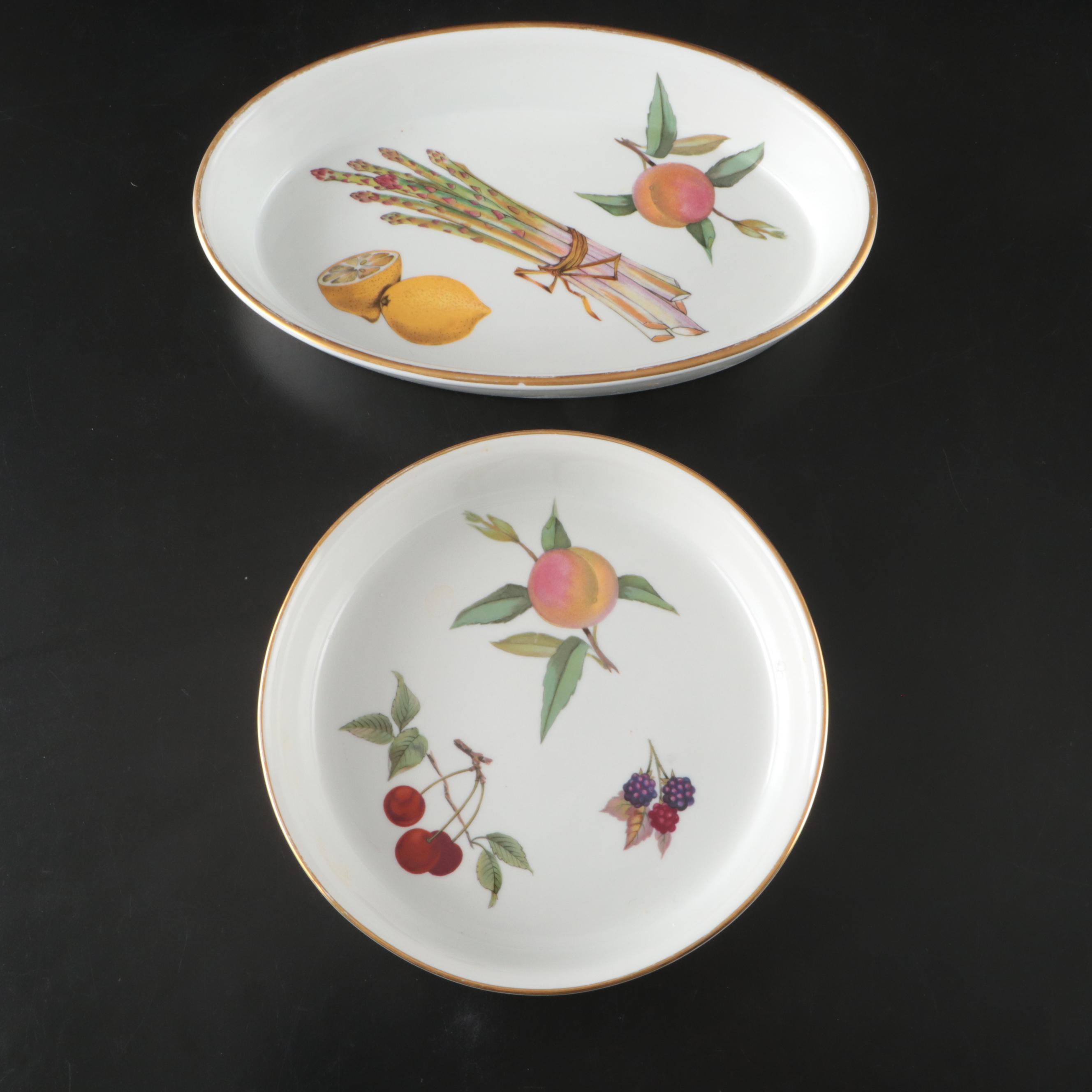 Royal Worcester "Evesham Gold" Oval and Round Ceramic Baking Dishes