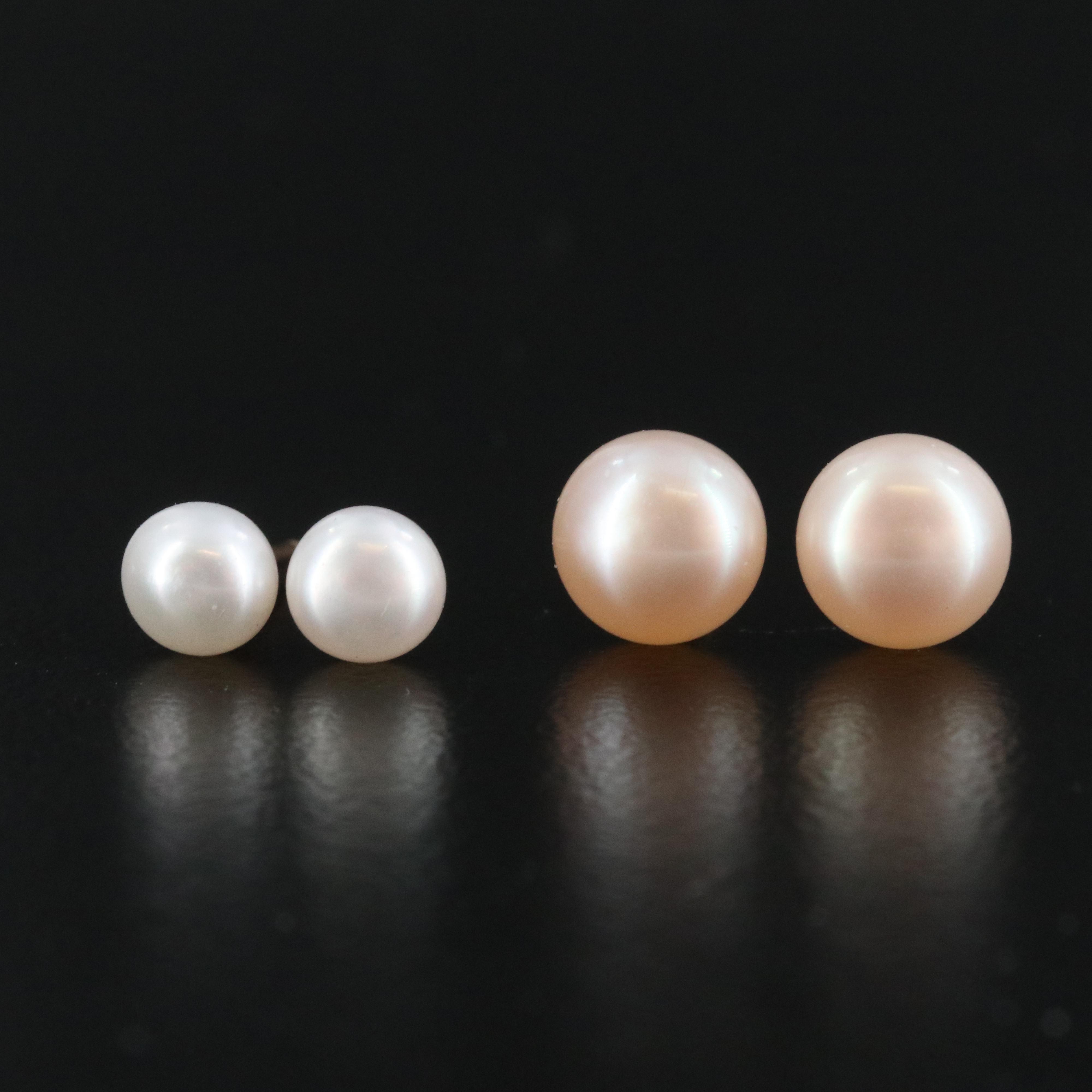 10K and 14K Pearl Stud Earrings