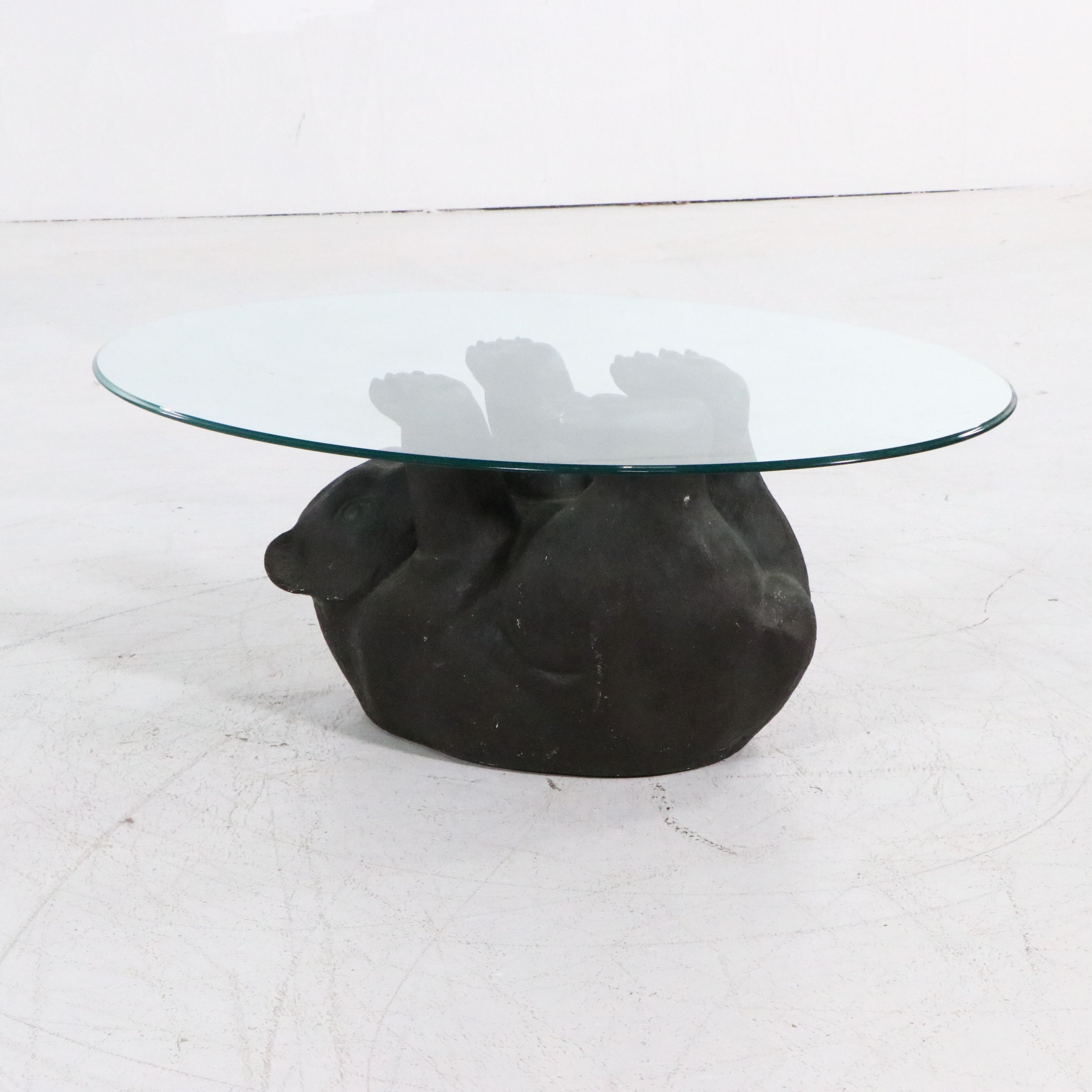 Bear Form Coffee Table with Glass Top