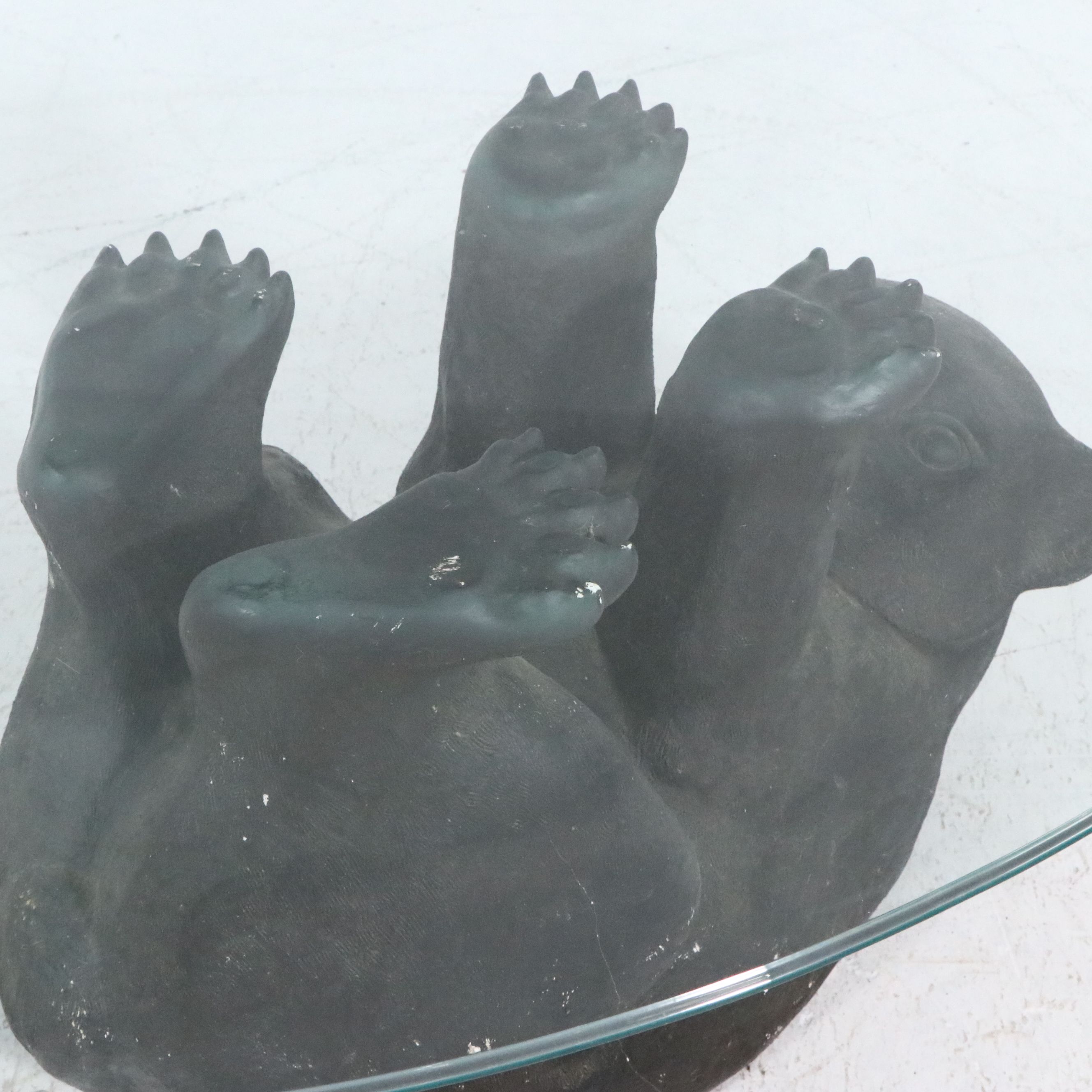 Bear Form Coffee Table with Glass Top