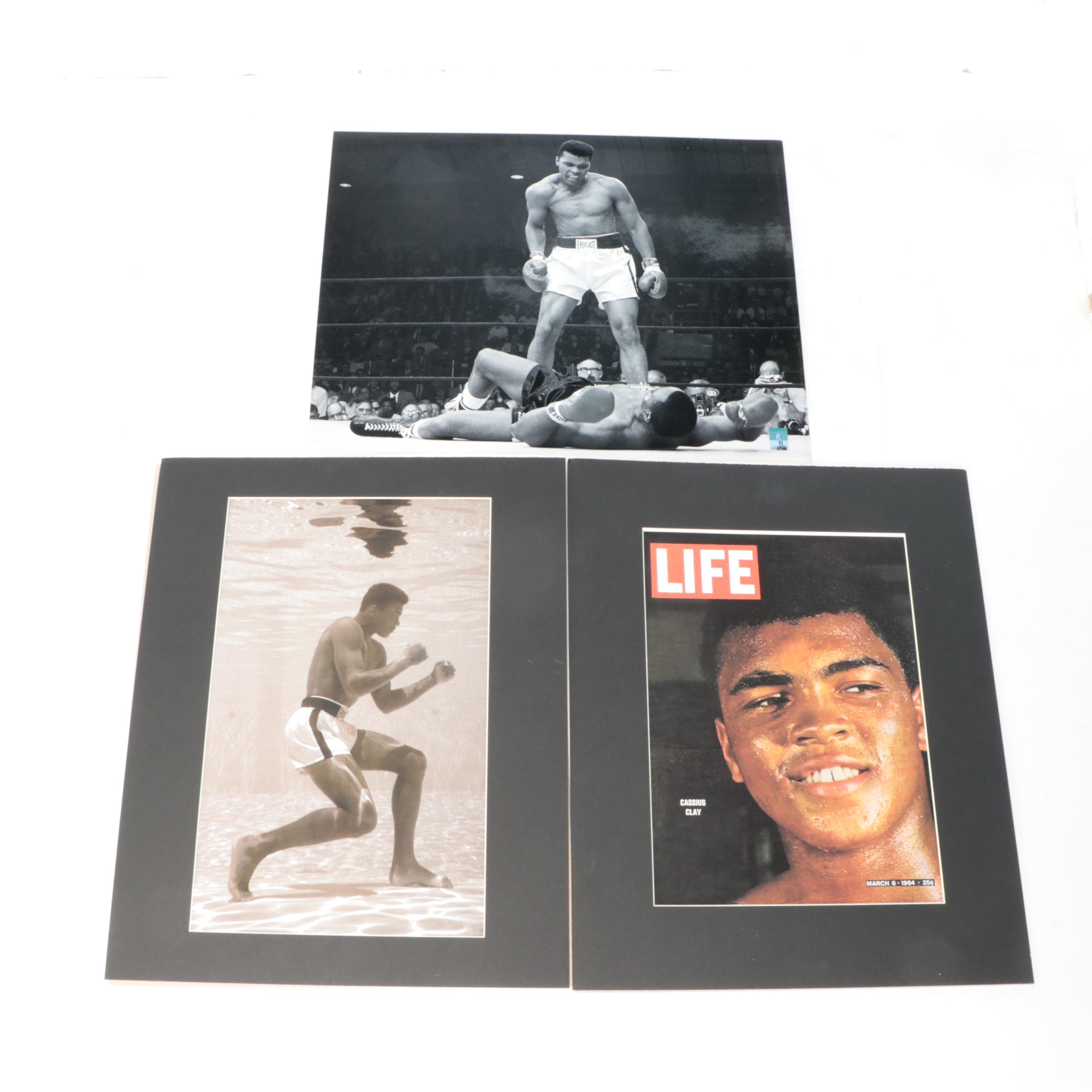 Muhammad Ali Matted "Time" Magazine and Underwater Boxing Prints with More