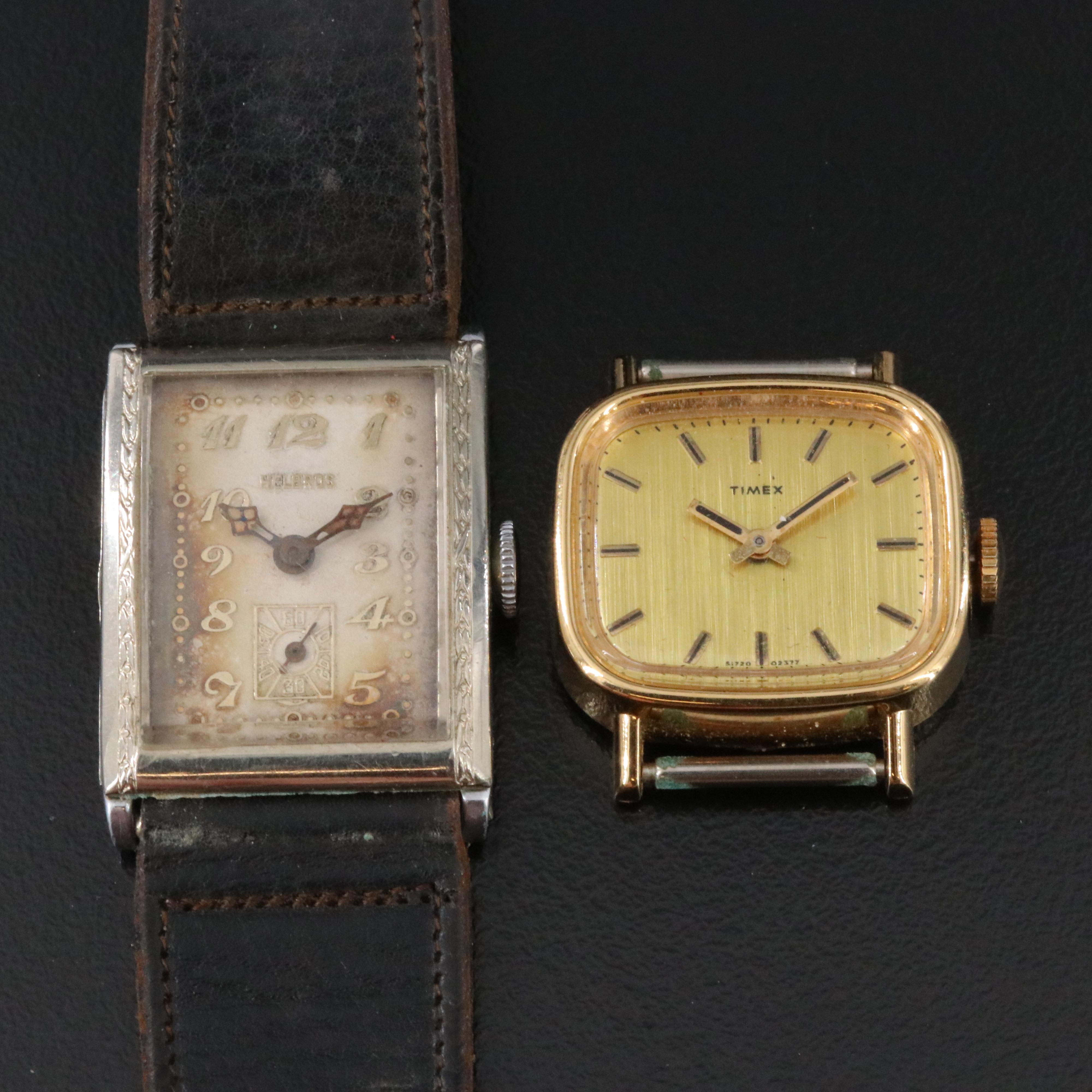 Vintage Helbros Art Deco Style and Timex Gold Tone Watches