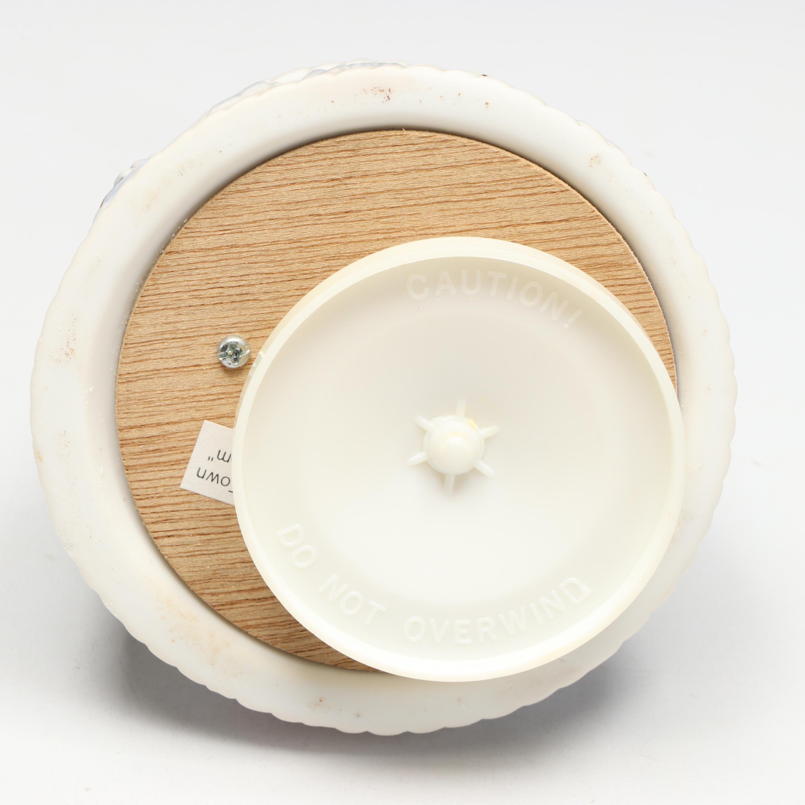 Russ & Co. Porcelain Musical Nativity with Royal Copenhagen Mini Annual Plate