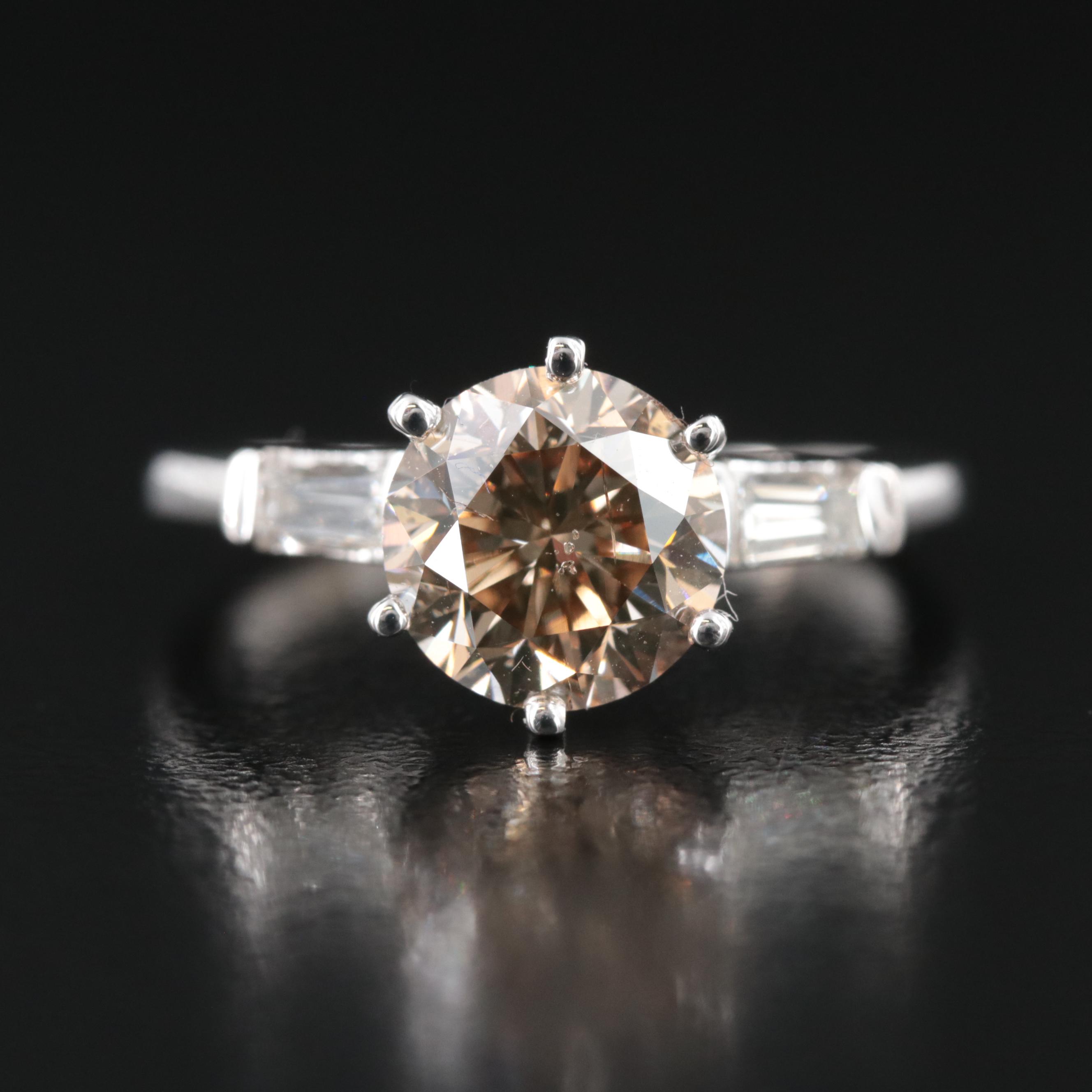 Platinum 2.73 CTW Diamond Ring with GIA Report and Natural Fancy Center