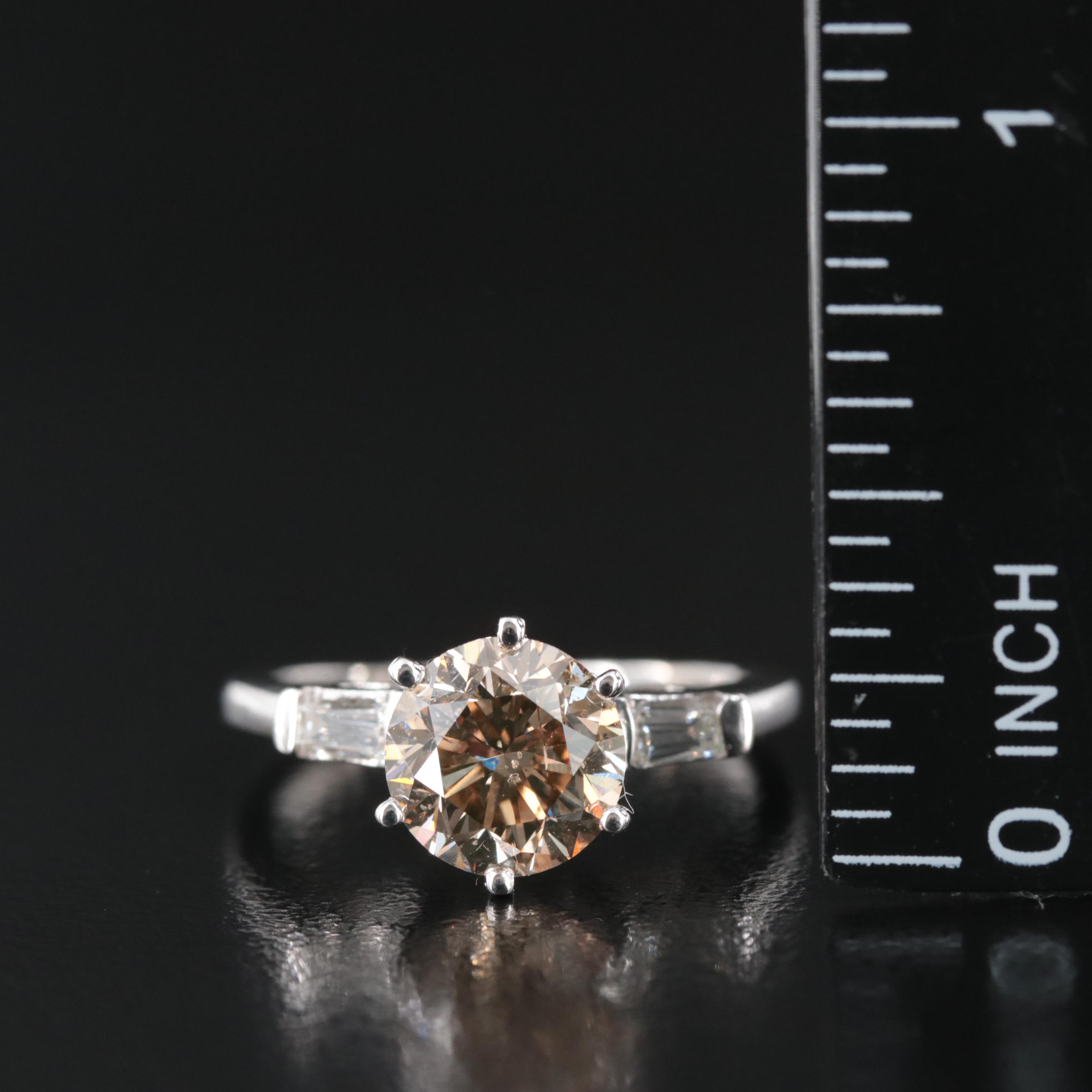Platinum 2.73 CTW Diamond Ring with GIA Report and Natural Fancy Center