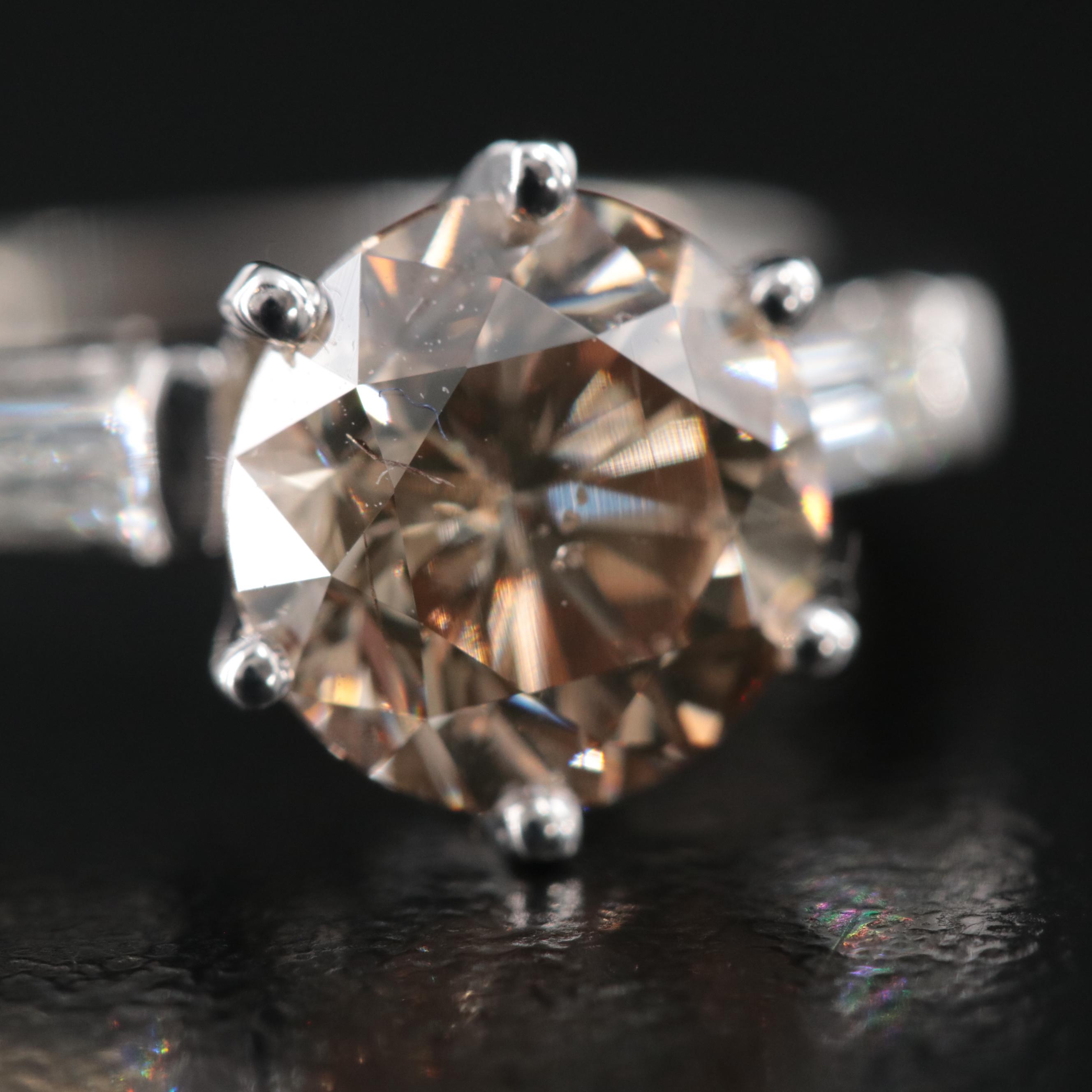 Platinum 2.73 CTW Diamond Ring with GIA Report and Natural Fancy Center