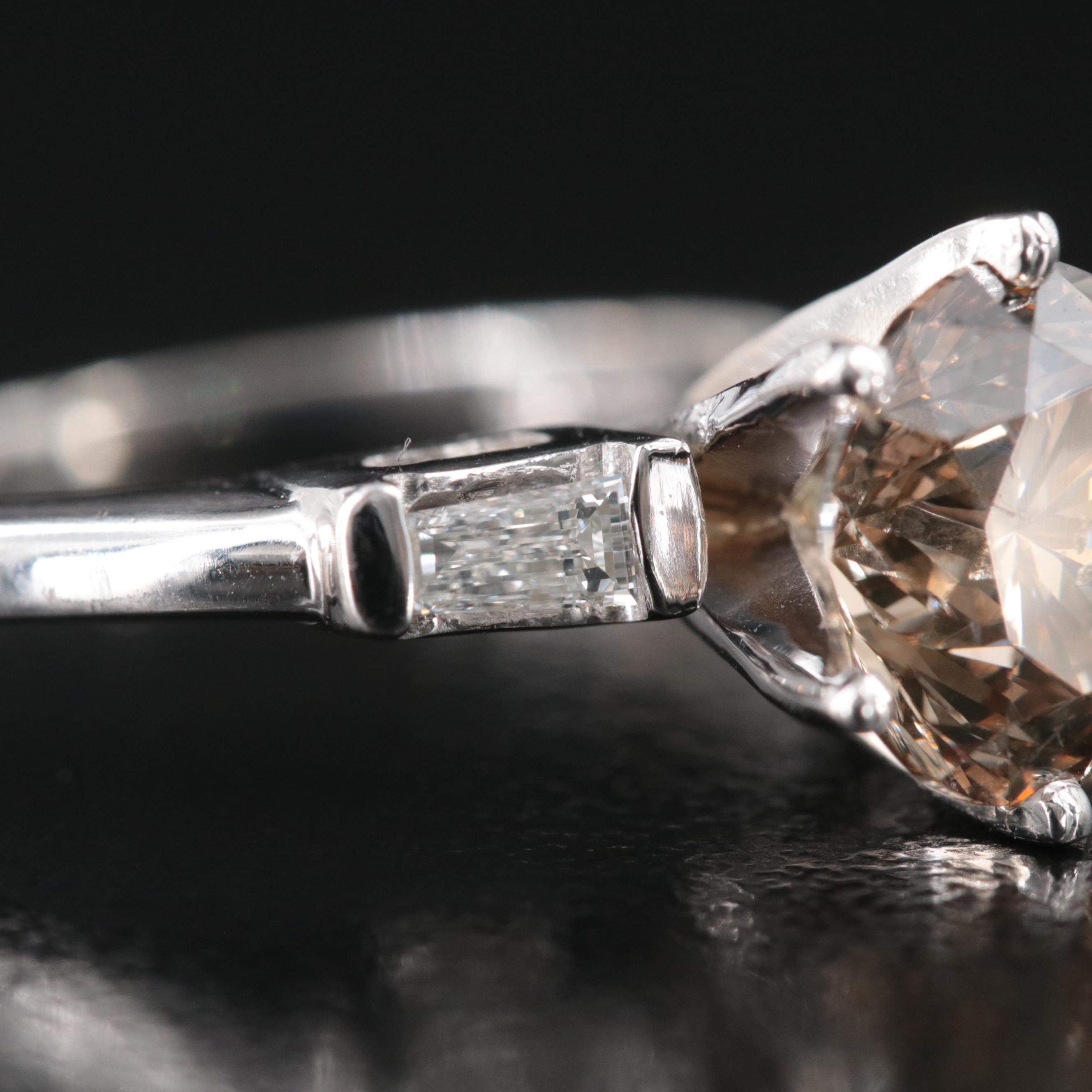 Platinum 2.73 CTW Diamond Ring with GIA Report and Natural Fancy Center