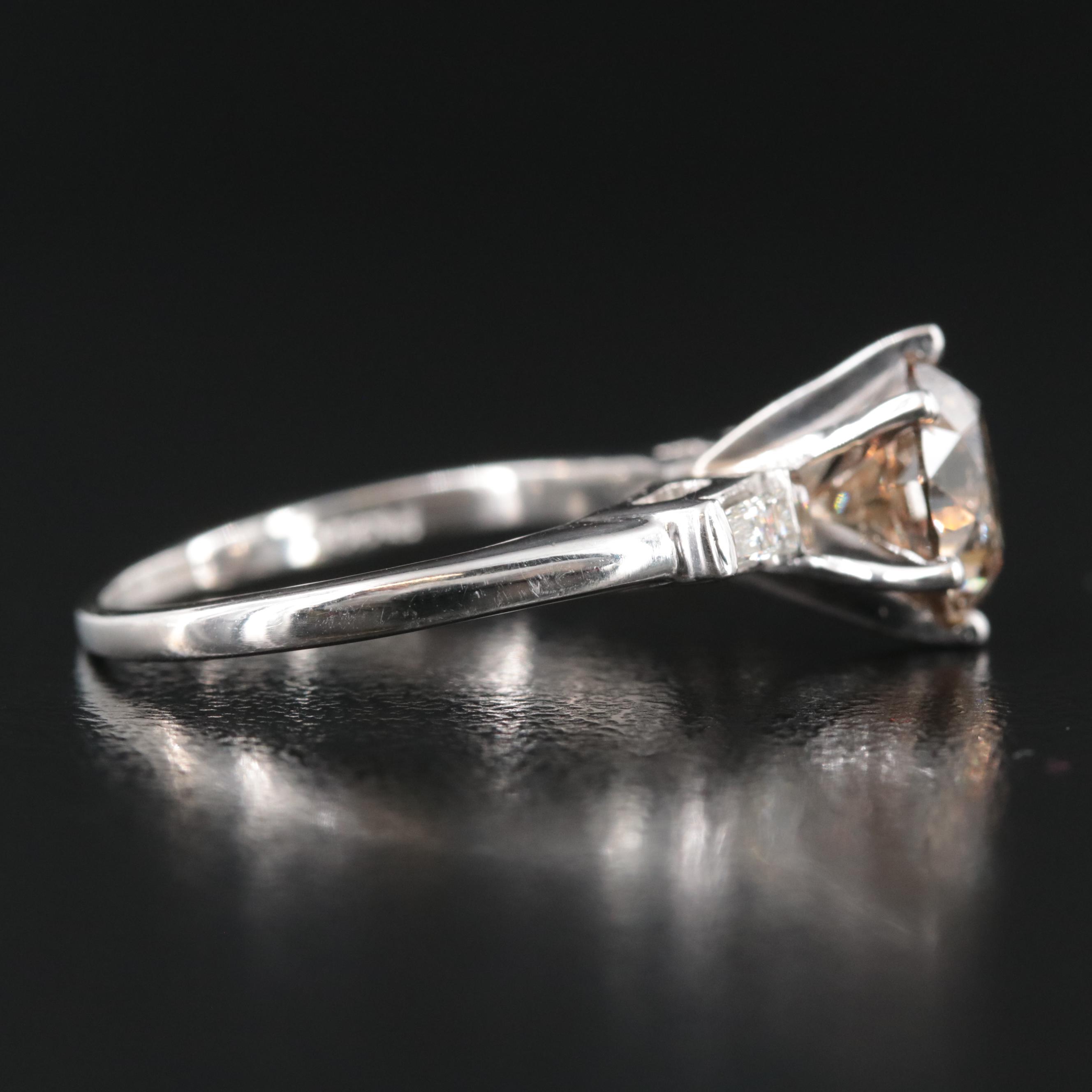 Platinum 2.73 CTW Diamond Ring with GIA Report and Natural Fancy Center