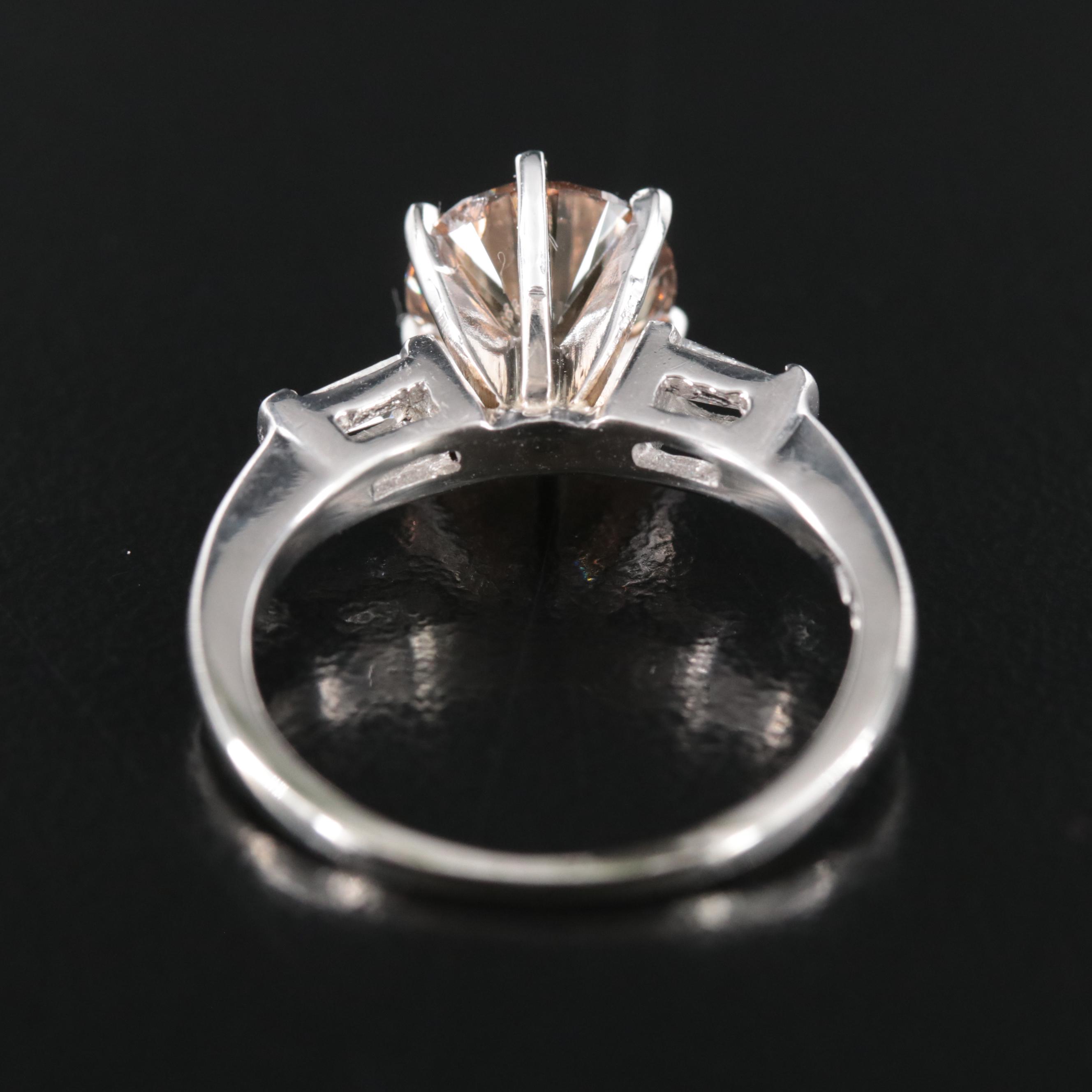 Platinum 2.73 CTW Diamond Ring with GIA Report and Natural Fancy Center