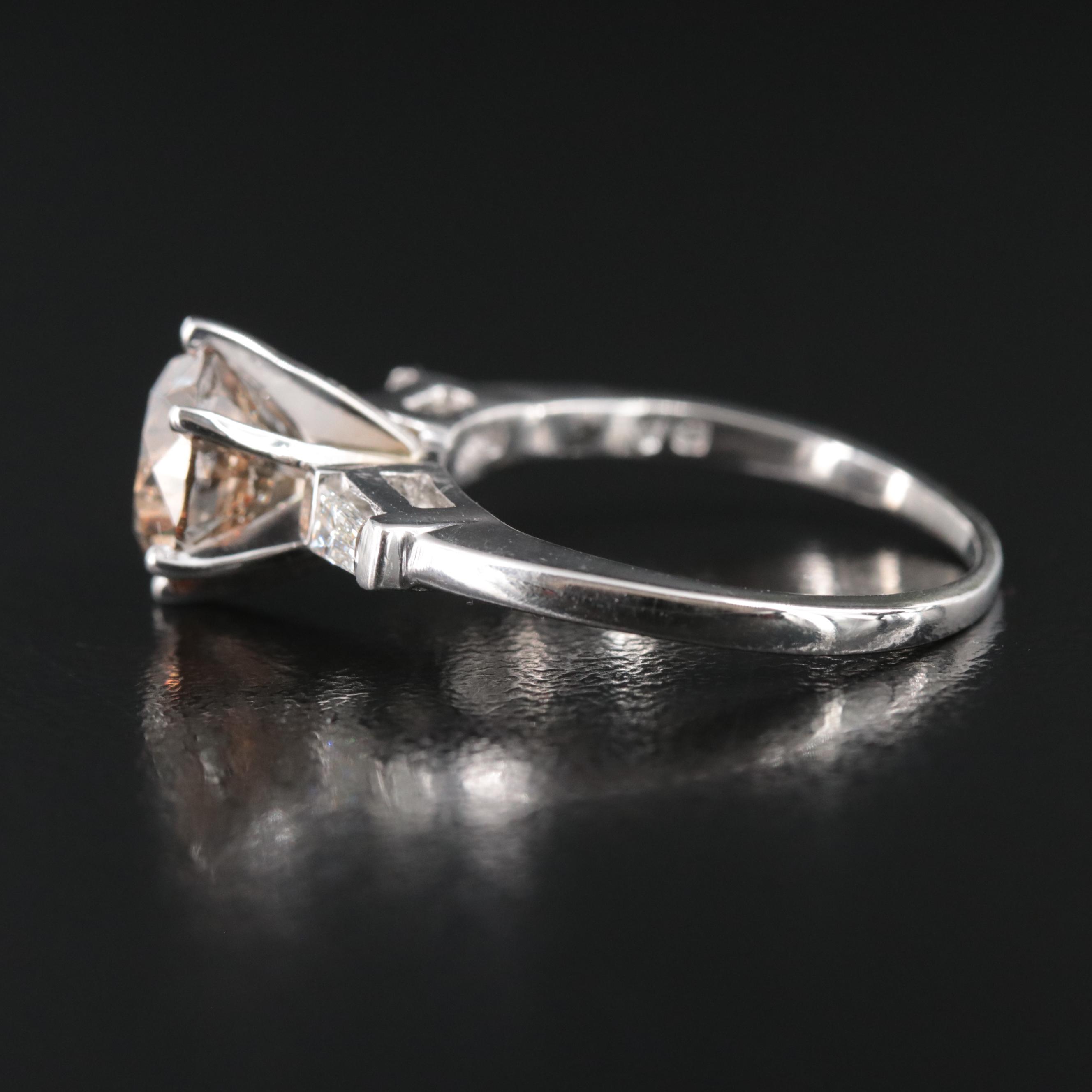 Platinum 2.73 CTW Diamond Ring with GIA Report and Natural Fancy Center