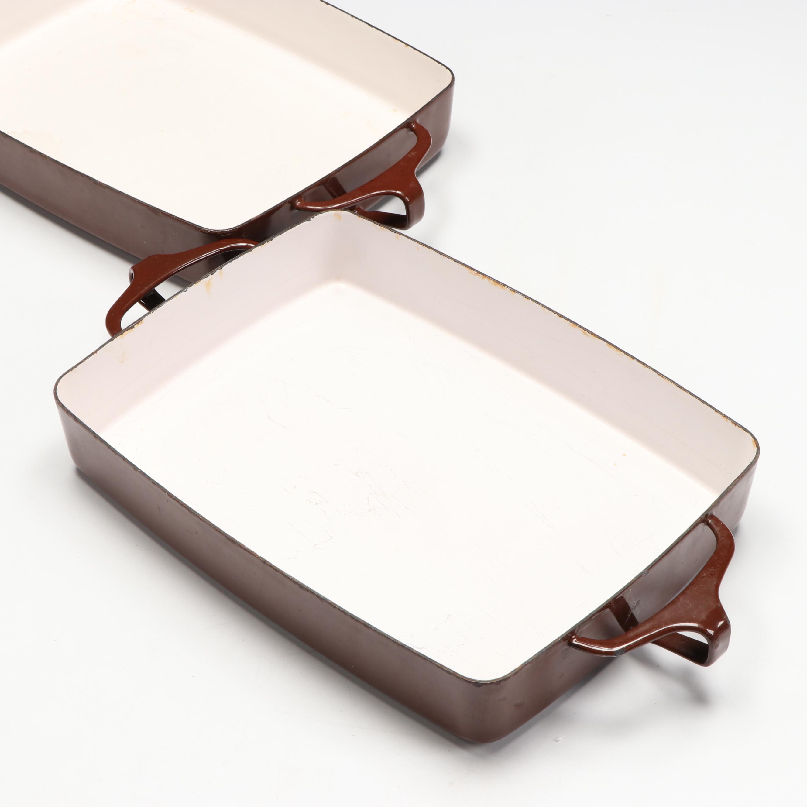 Dansk Brown Enamel Kobenstyle Casserole with German Ceramic Planter