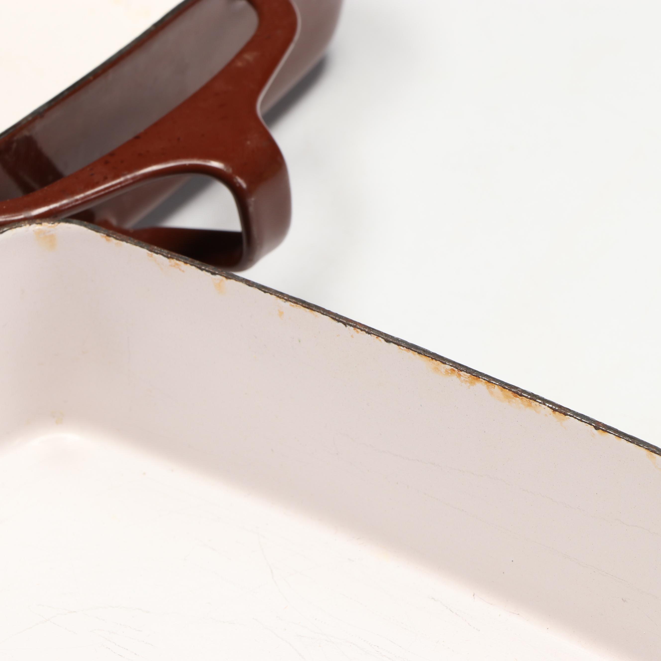 Dansk Brown Enamel Kobenstyle Casserole with German Ceramic Planter