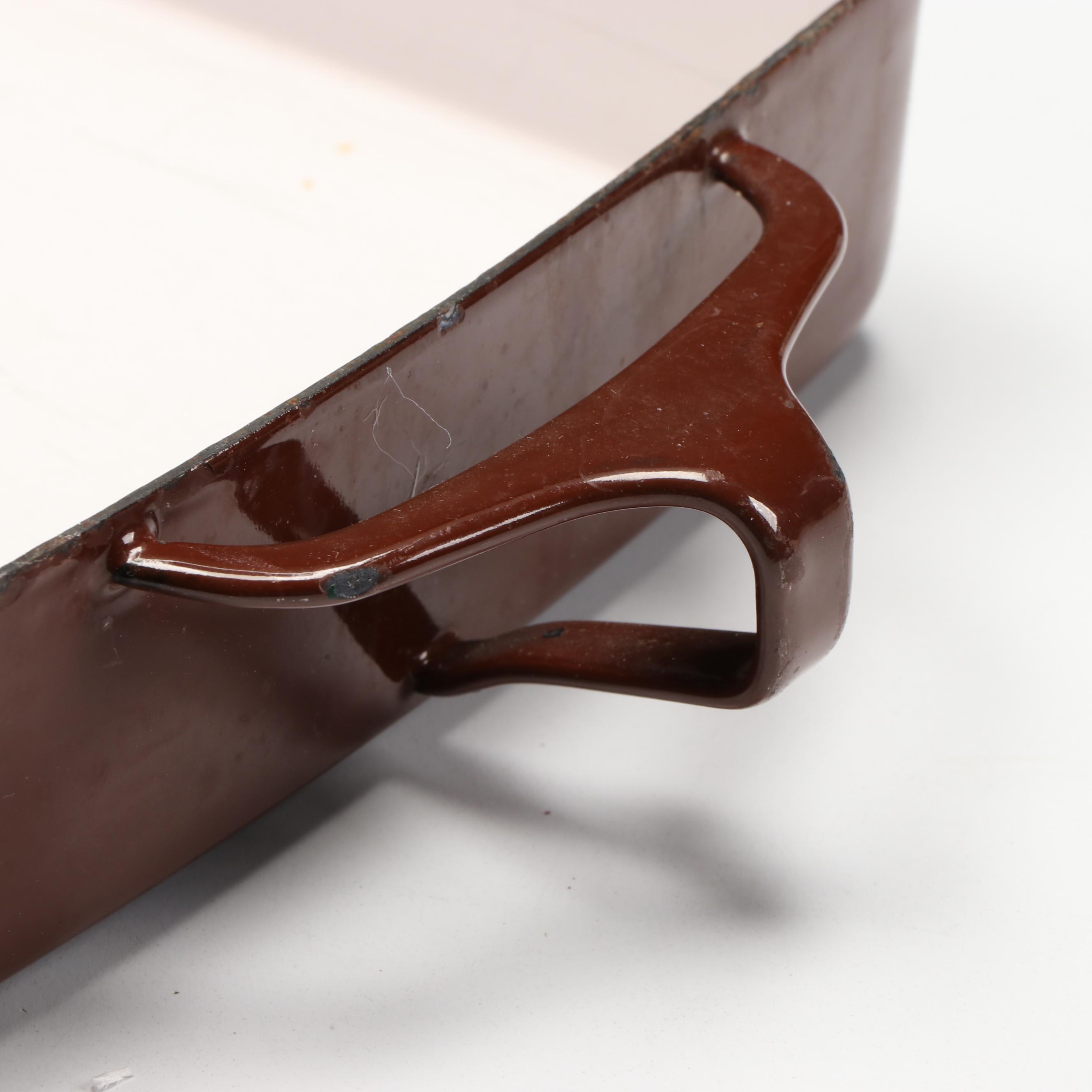 Dansk Brown Enamel Kobenstyle Casserole with German Ceramic Planter