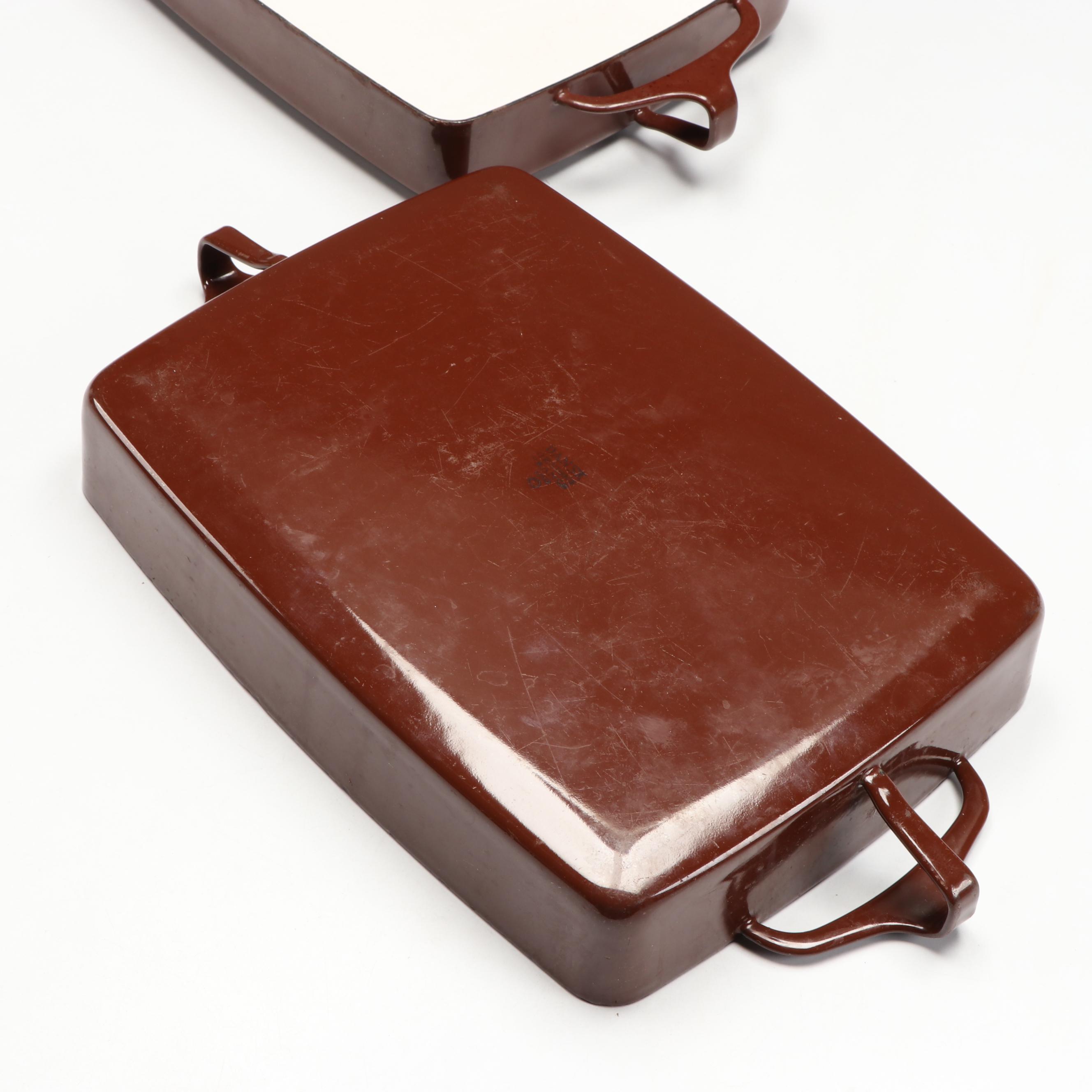 Dansk Brown Enamel Kobenstyle Casserole with German Ceramic Planter