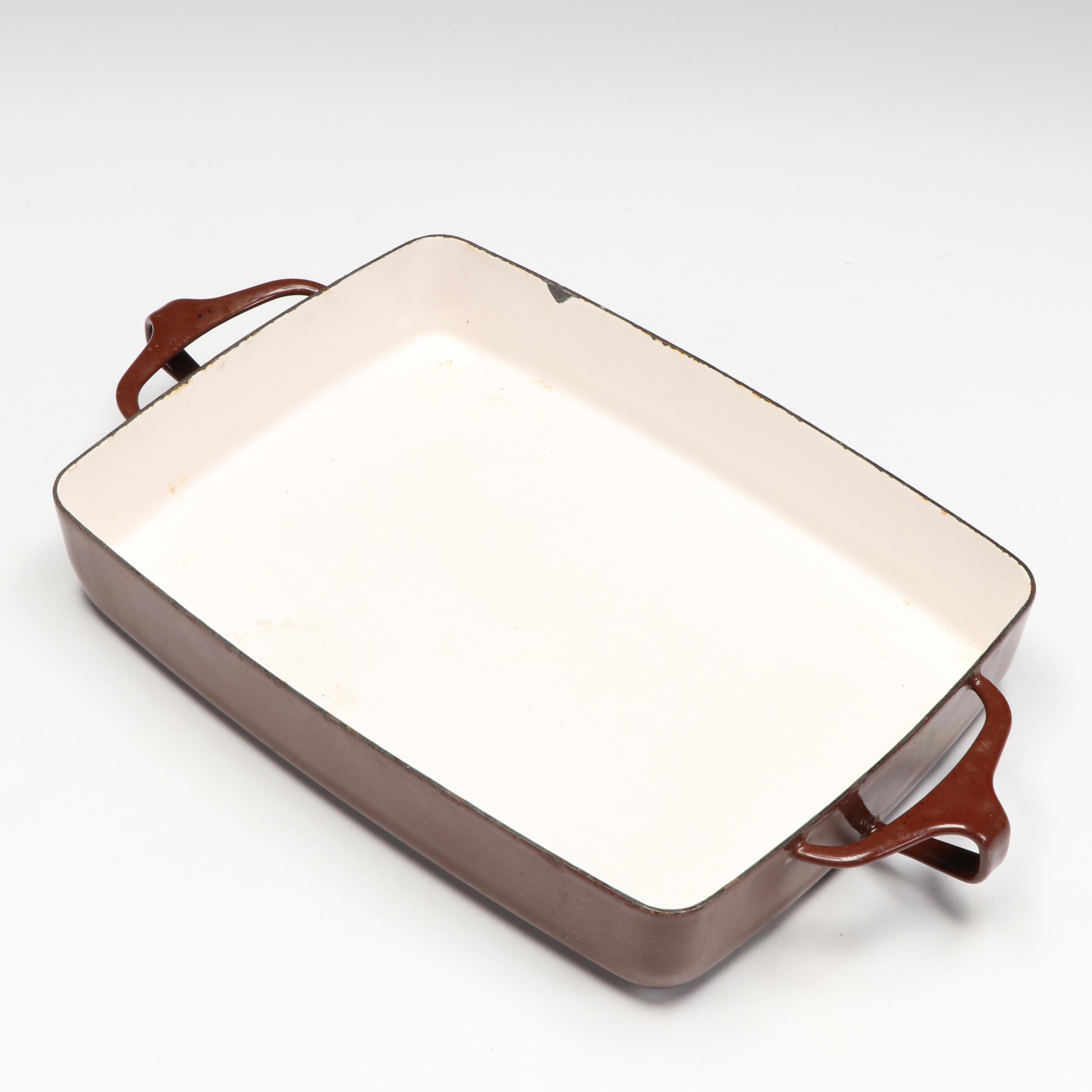 Dansk Brown Enamel Kobenstyle Casserole with German Ceramic Planter