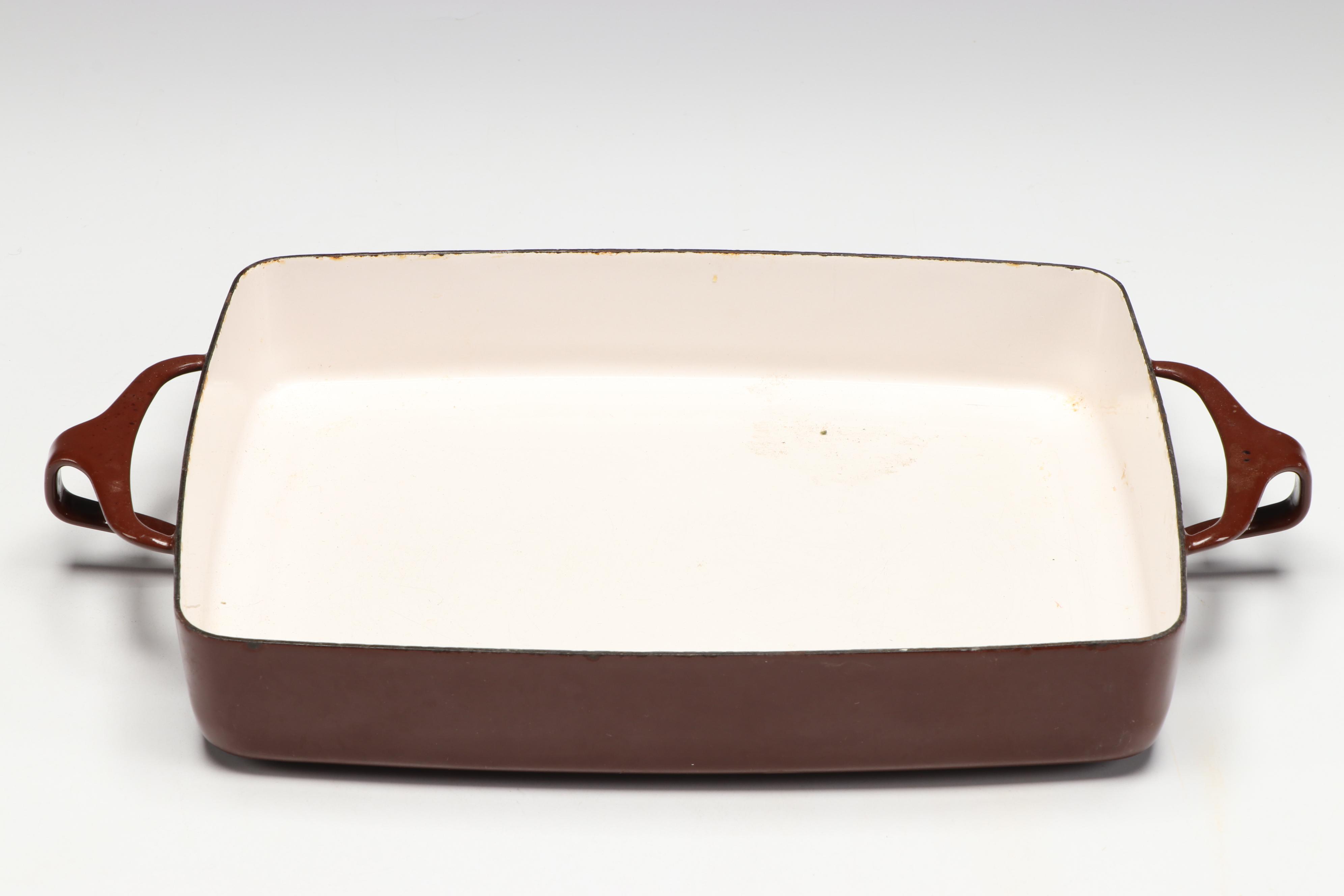 Dansk Brown Enamel Kobenstyle Casserole with German Ceramic Planter
