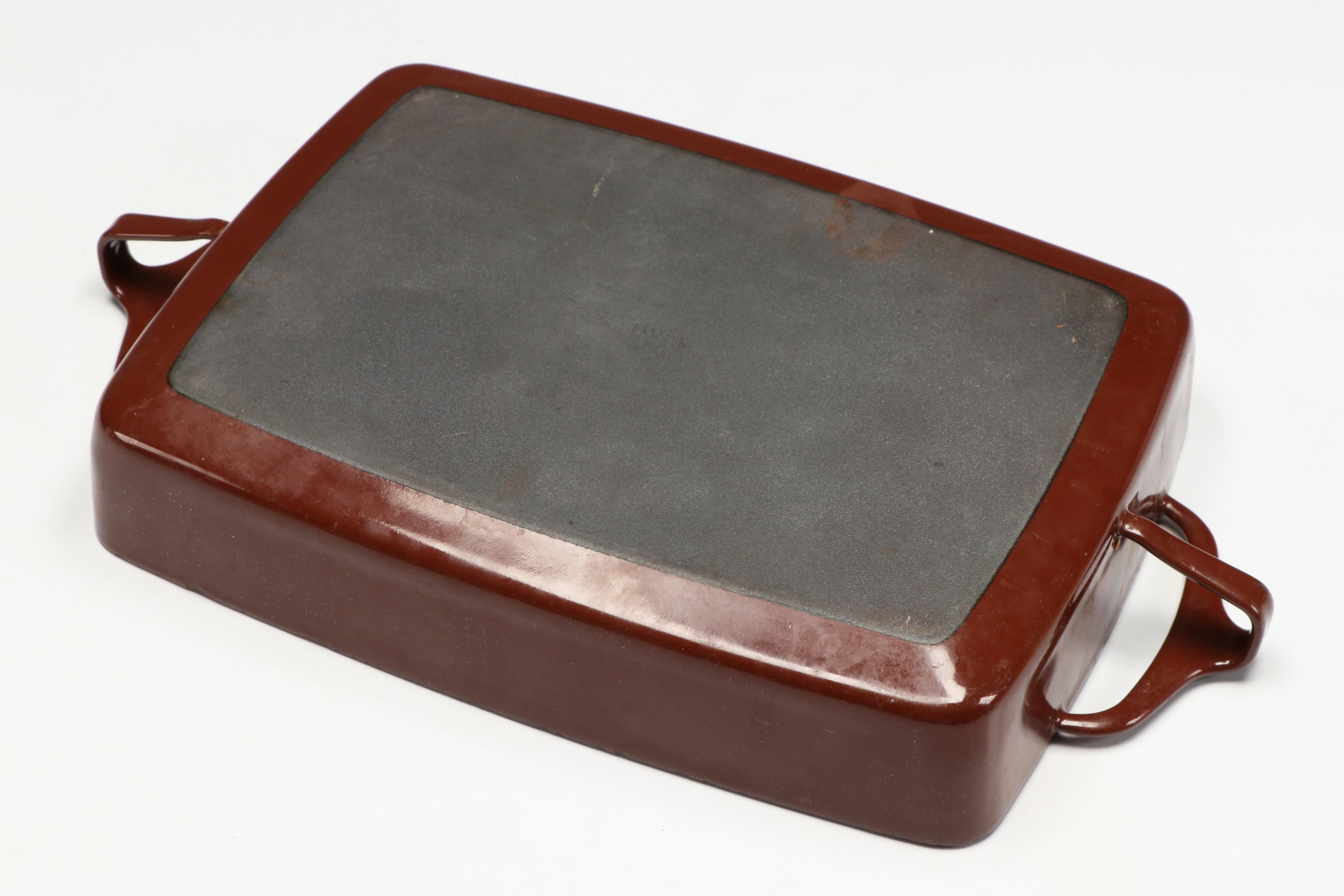 Dansk Brown Enamel Kobenstyle Casserole with German Ceramic Planter
