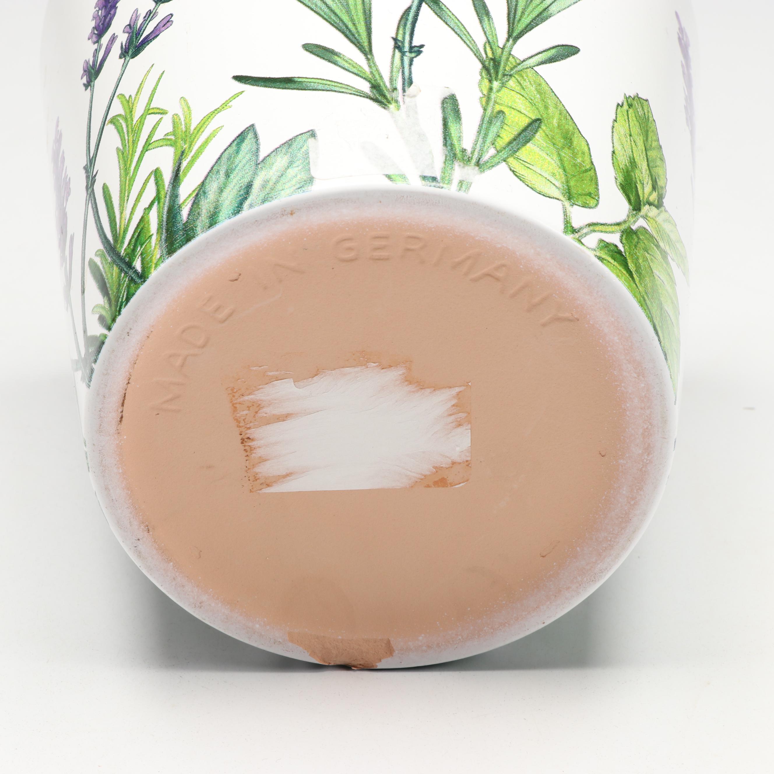 Dansk Brown Enamel Kobenstyle Casserole with German Ceramic Planter