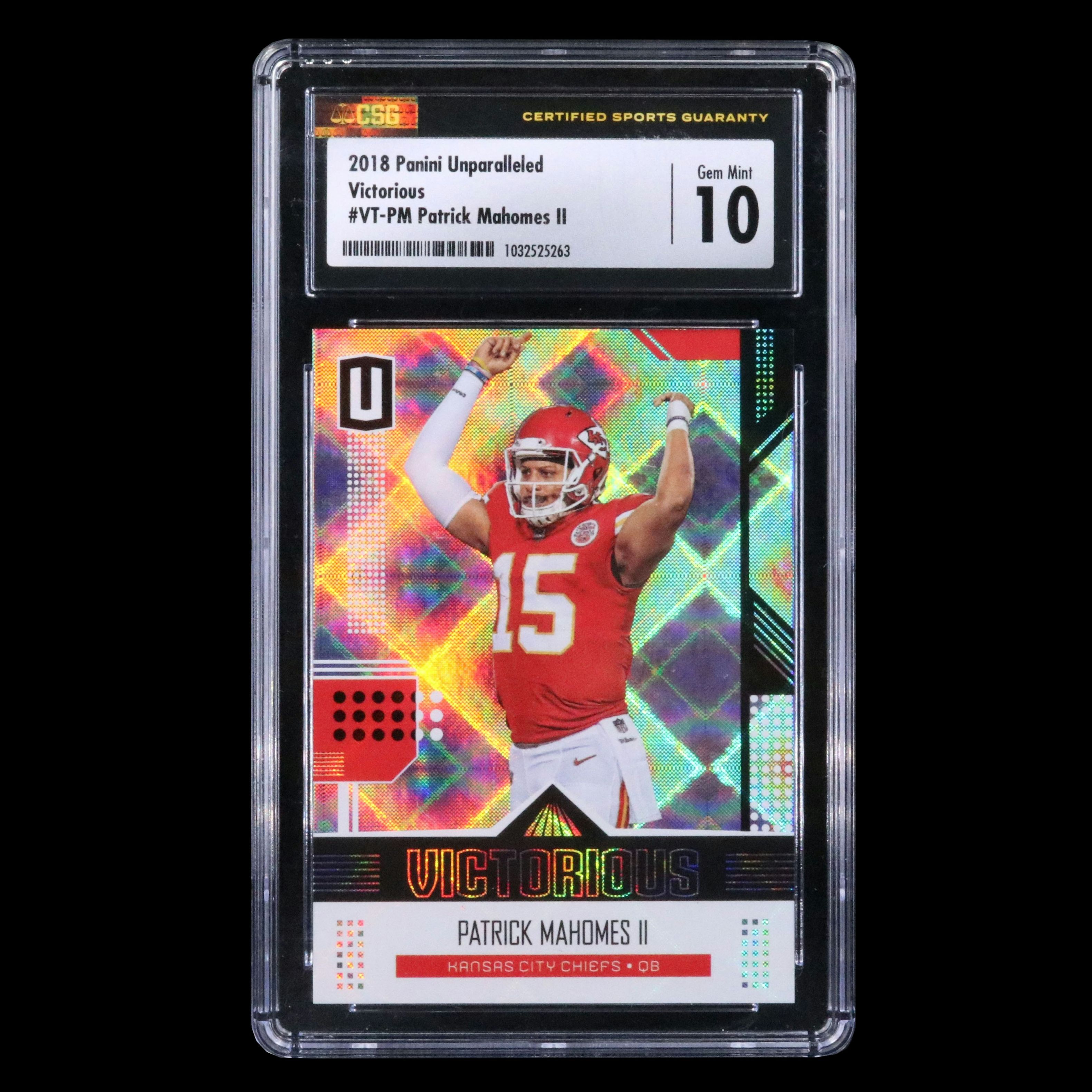 2018 Unparallelled Patrick Mahomes Victorious Football Card Graded CSG 10