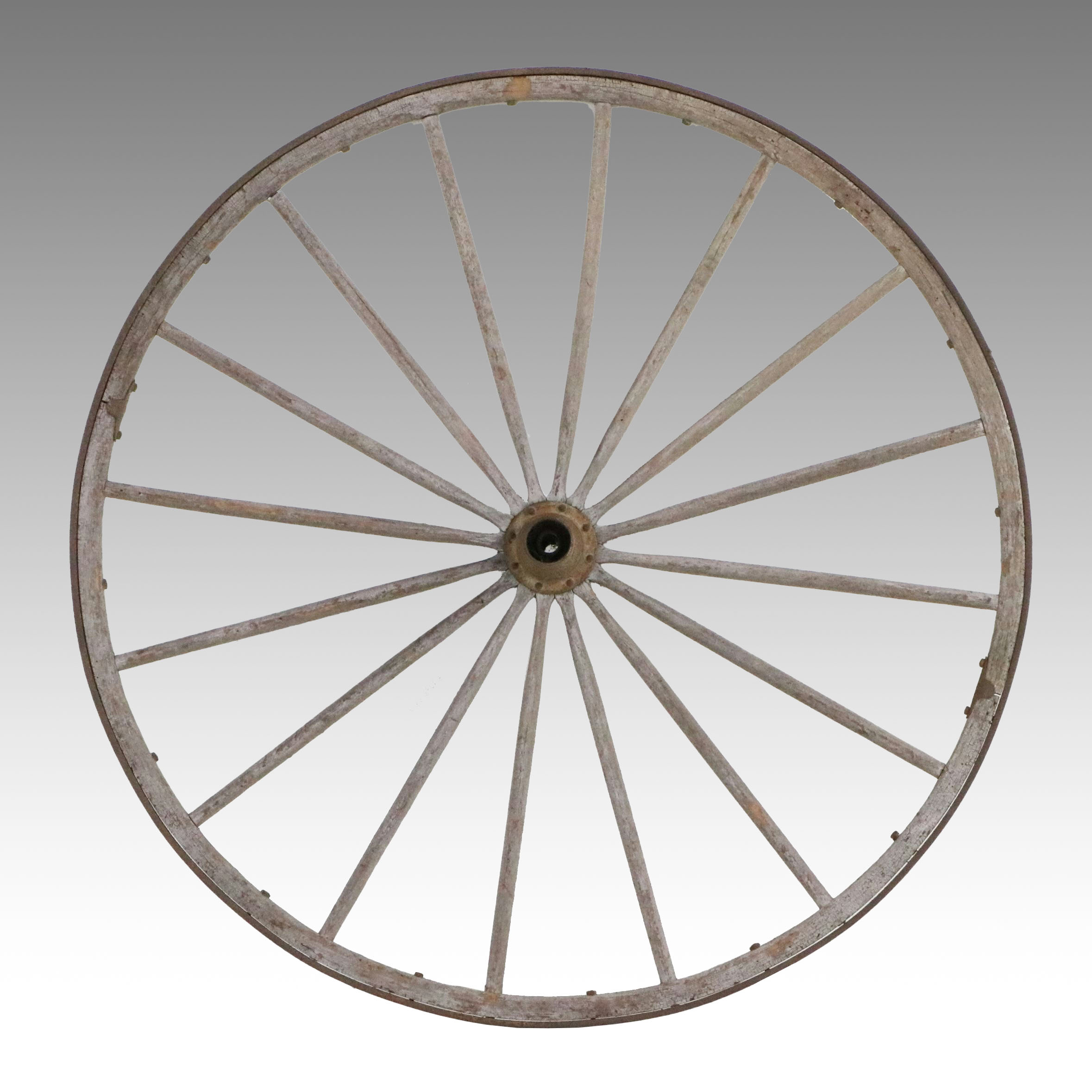 Primitive Style Wood and Metal Wagon Wheel