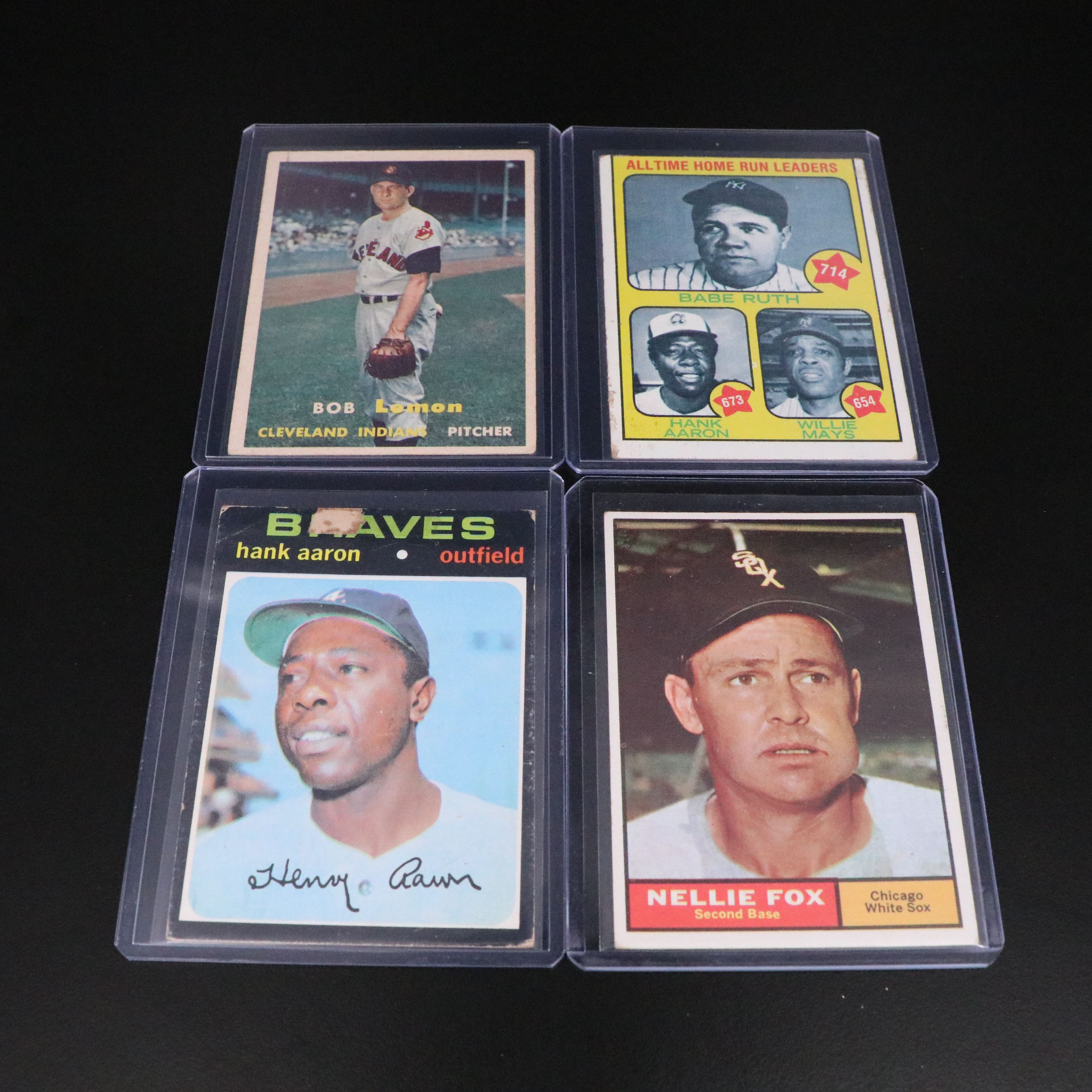Topps with Other Baseball Cards Featuring Hank Aaron, Bob Gibson, and More