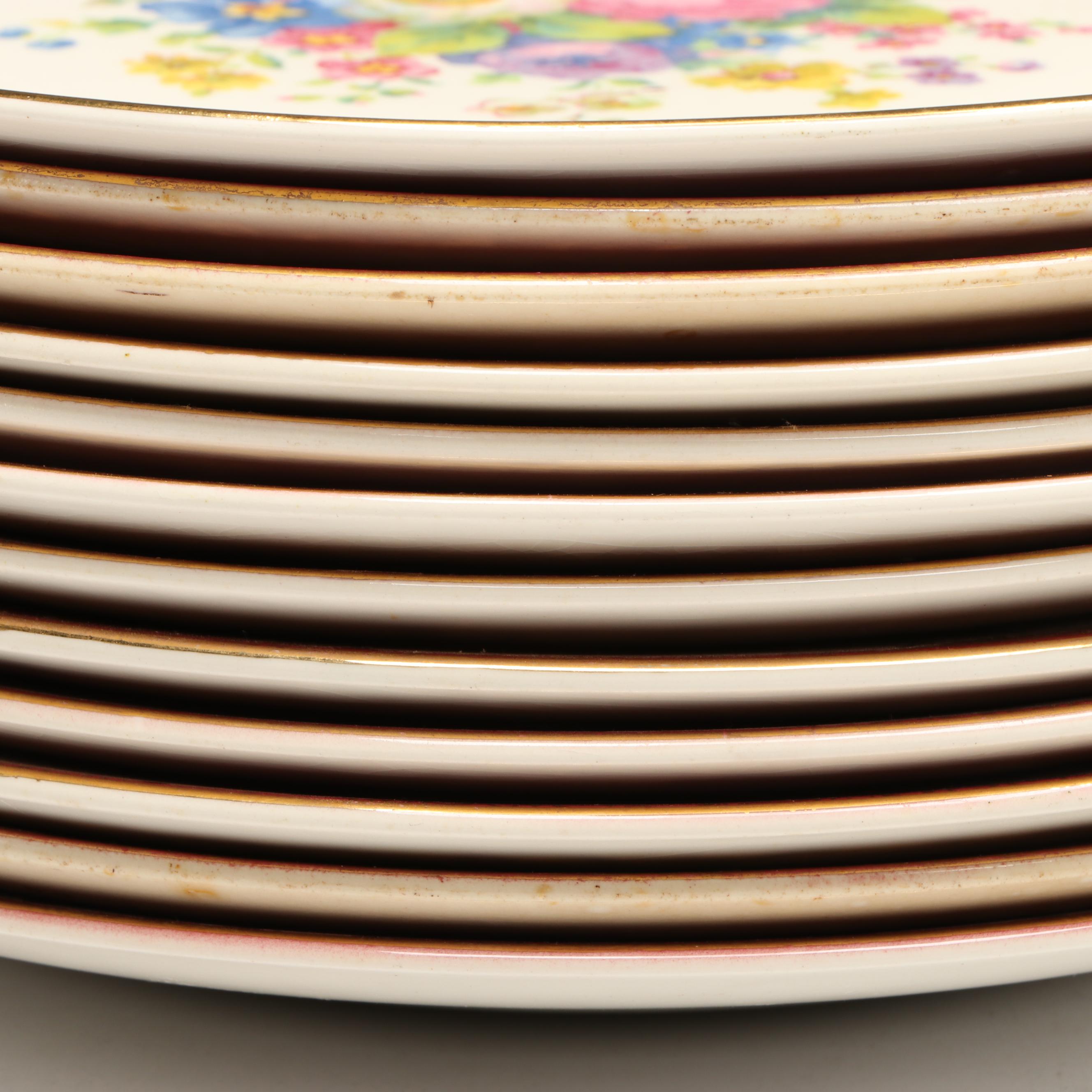 Salem "Aristocrat Maroon" and "Cobalt Blue" Gilt Edge Plates, Mid-20th Century