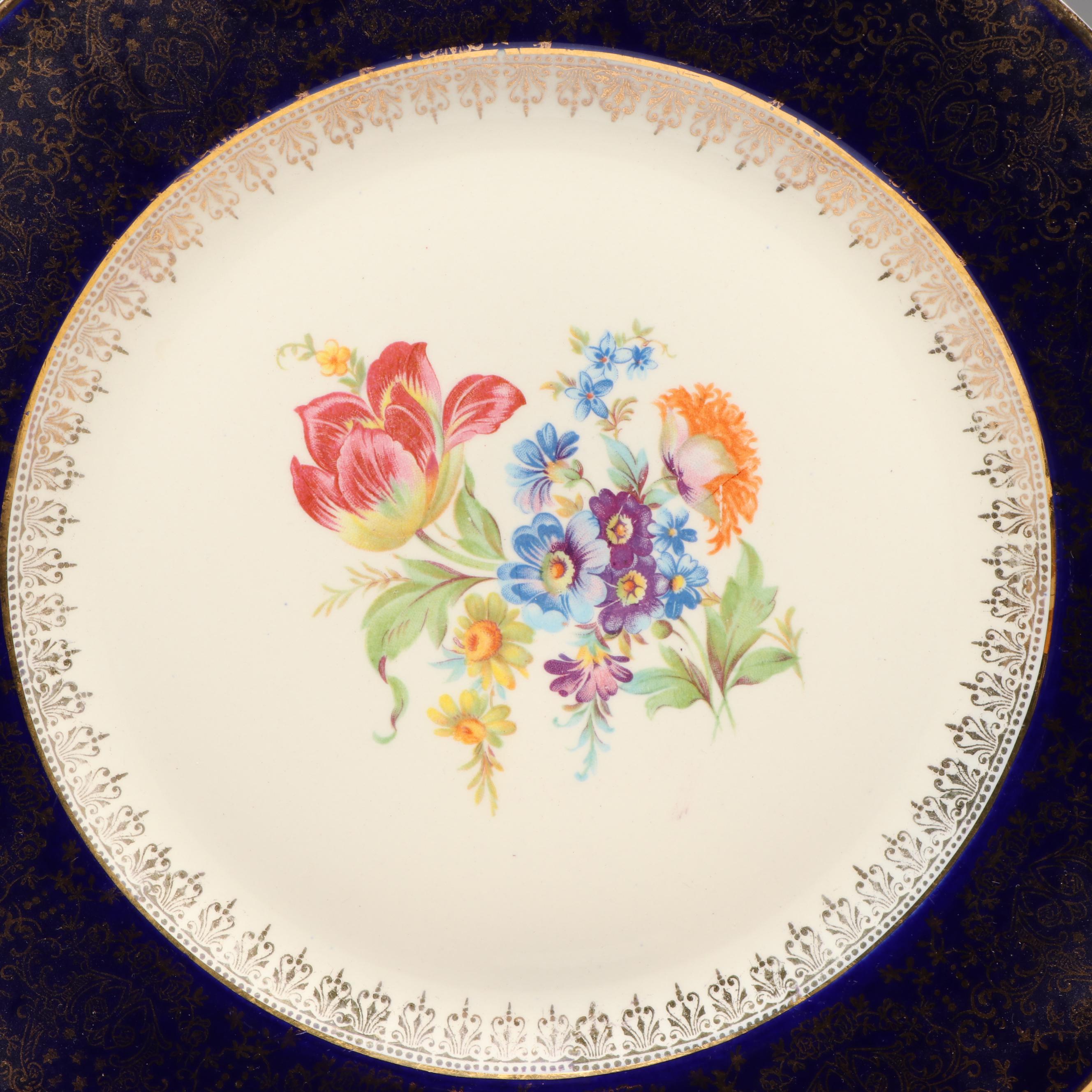 Salem "Aristocrat Maroon" and "Cobalt Blue" Gilt Edge Plates, Mid-20th Century