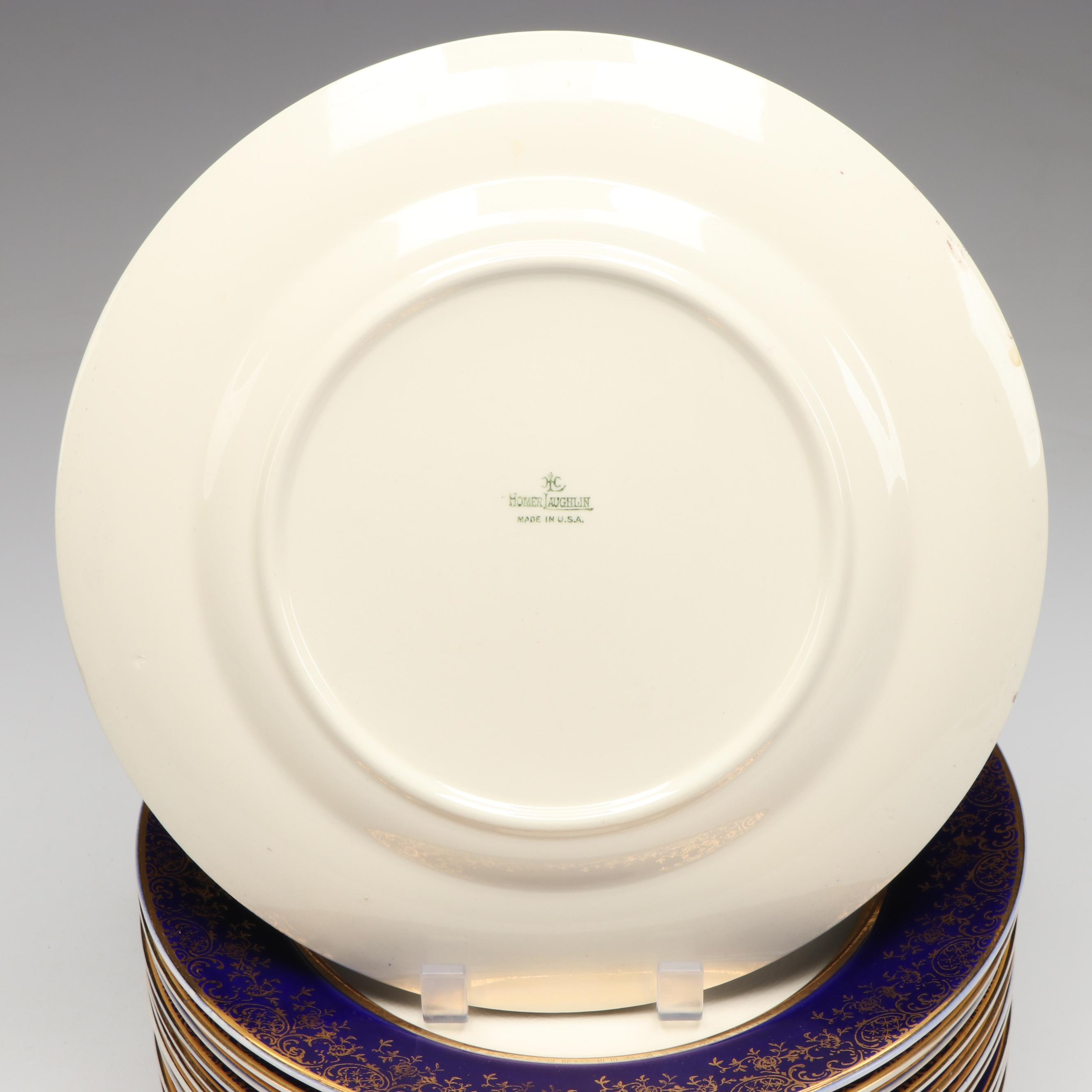 Salem "Aristocrat Maroon" and "Cobalt Blue" Gilt Edge Plates, Mid-20th Century