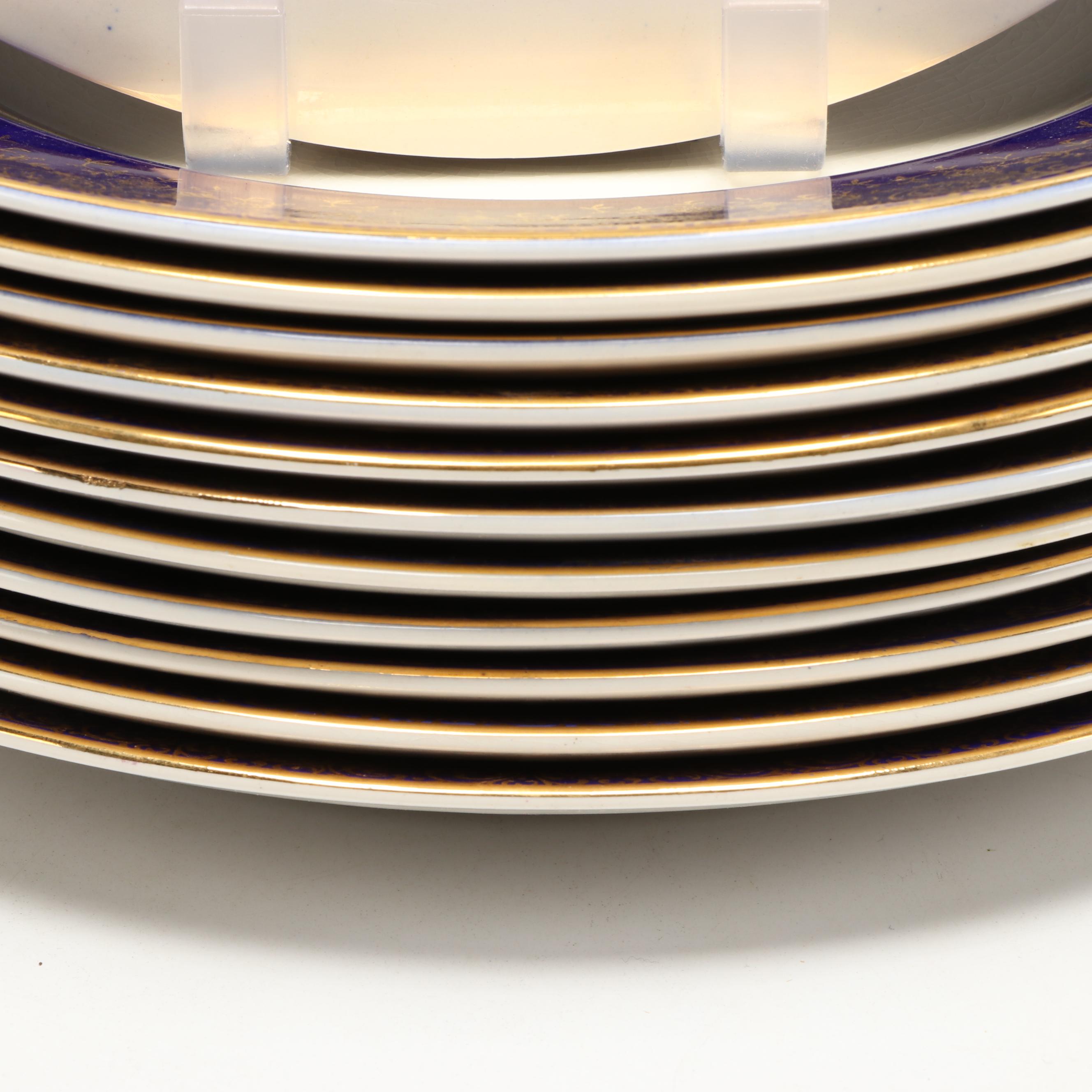 Salem "Aristocrat Maroon" and "Cobalt Blue" Gilt Edge Plates, Mid-20th Century