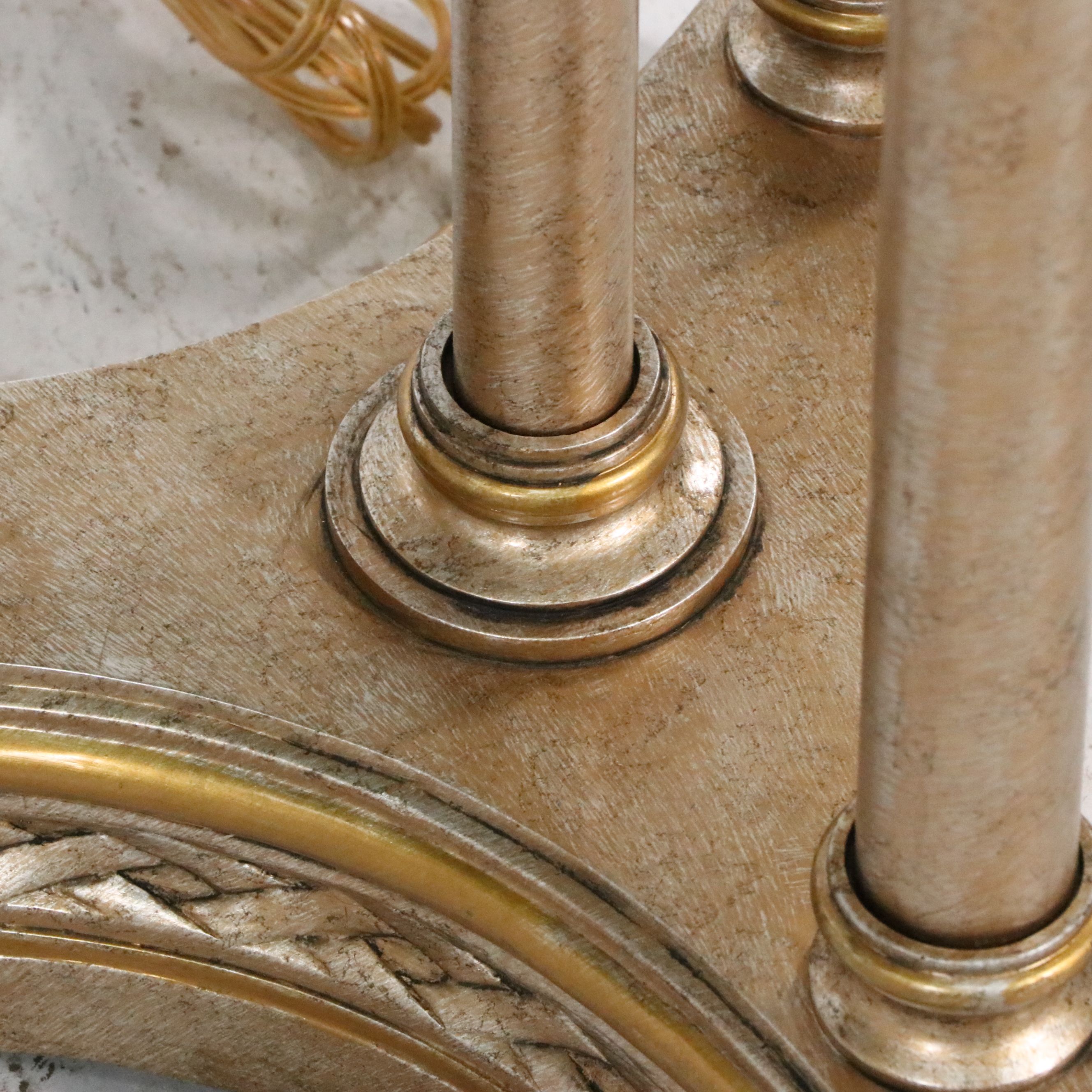 Neoclassical Style Champagne Gilt and Alabaster Glass Torchiere Floor Lamp