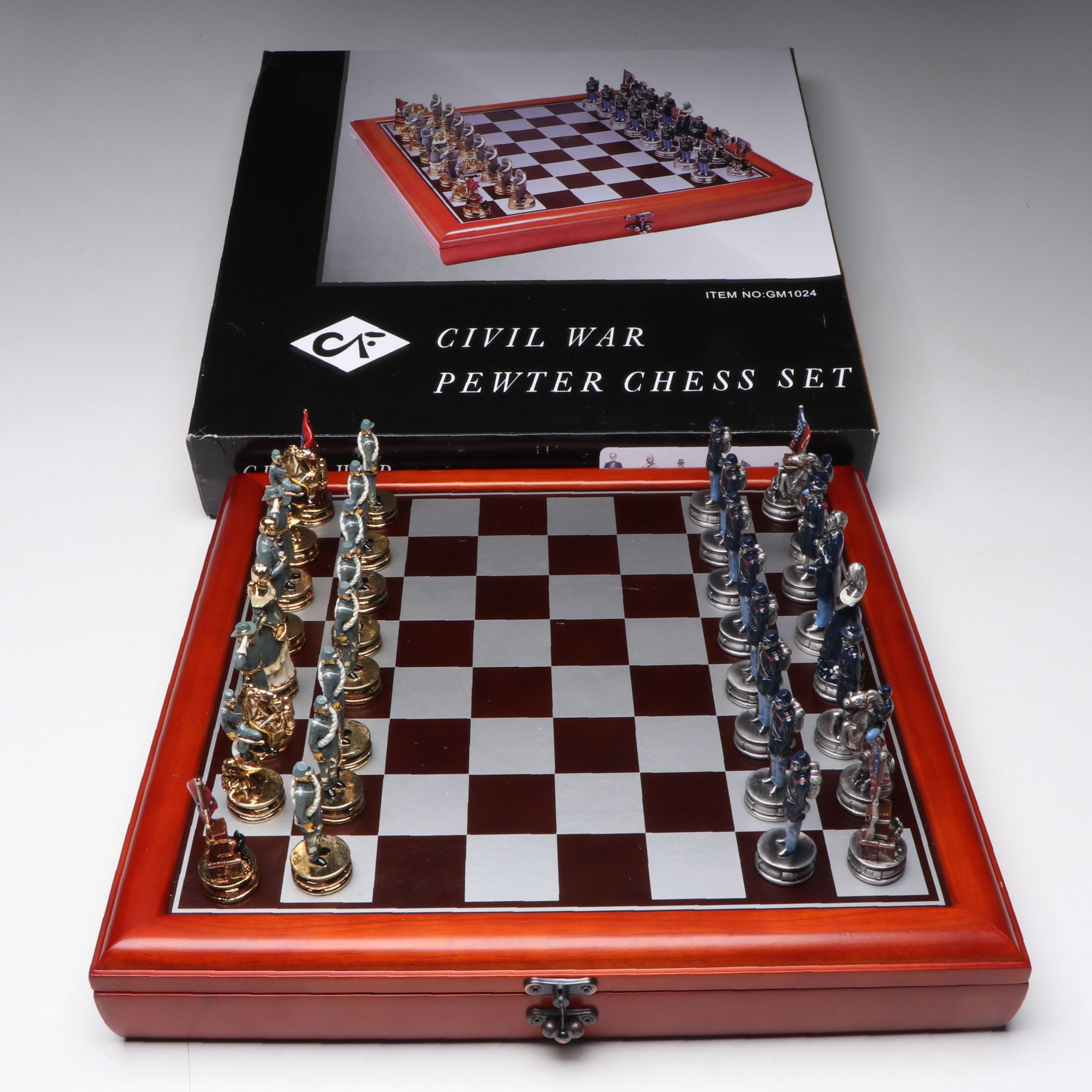 American Civil War Oak Chess Set