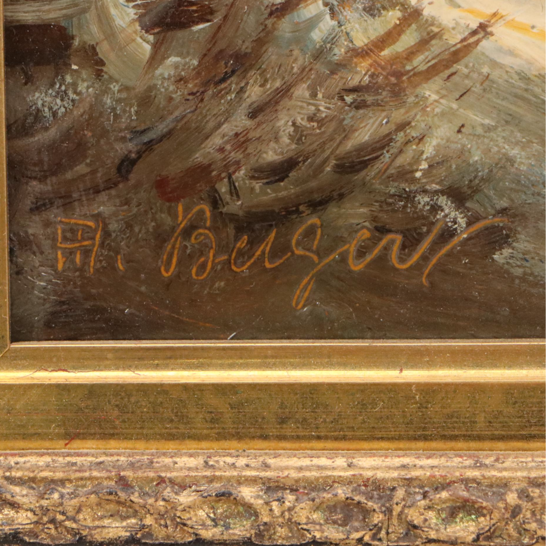 Heinrich Berger Snowy Winter Landscape Oil Painting, Mid-20th Century