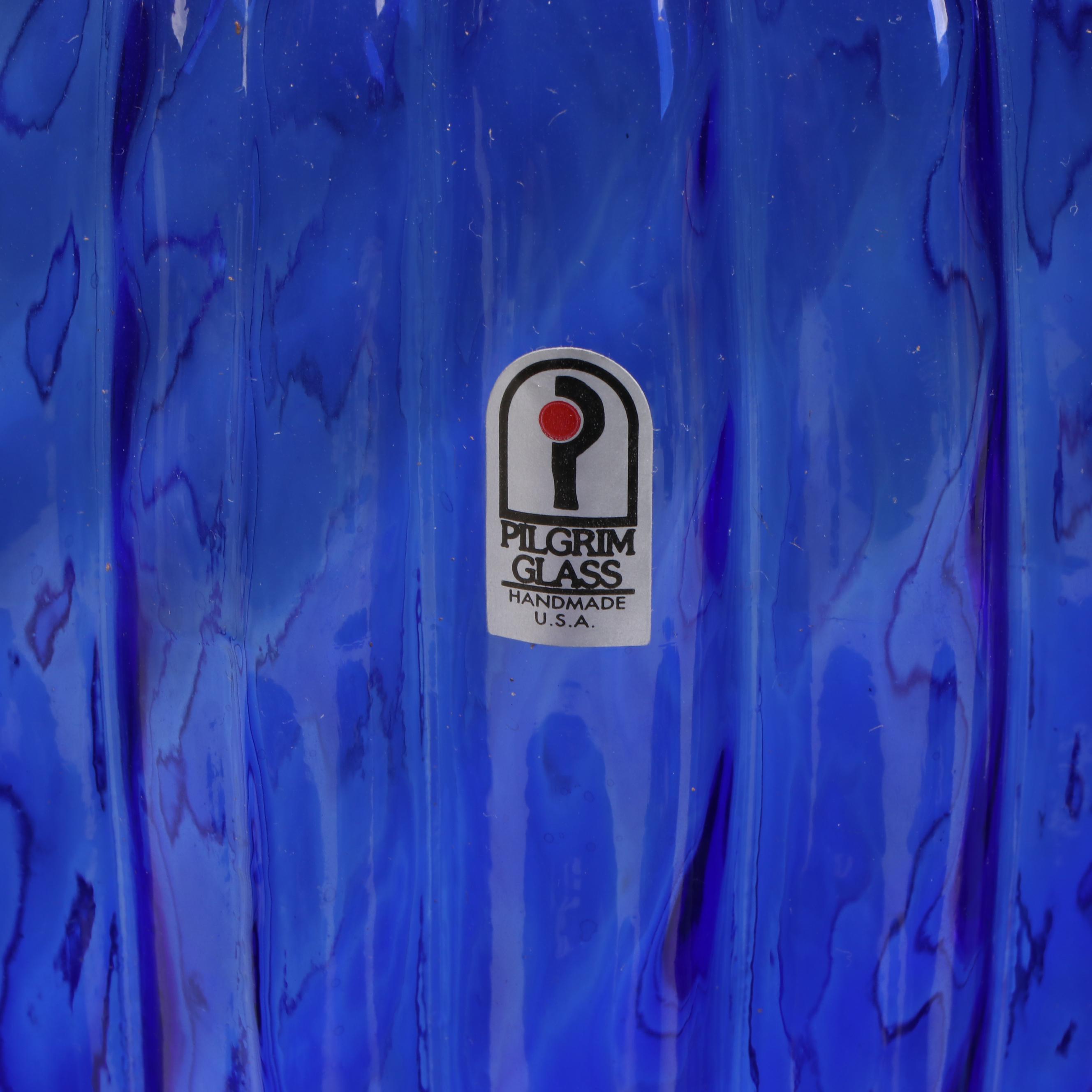Cobalt Blue Glass Vases, Footed Bowl, and Punch Bowl and Cups