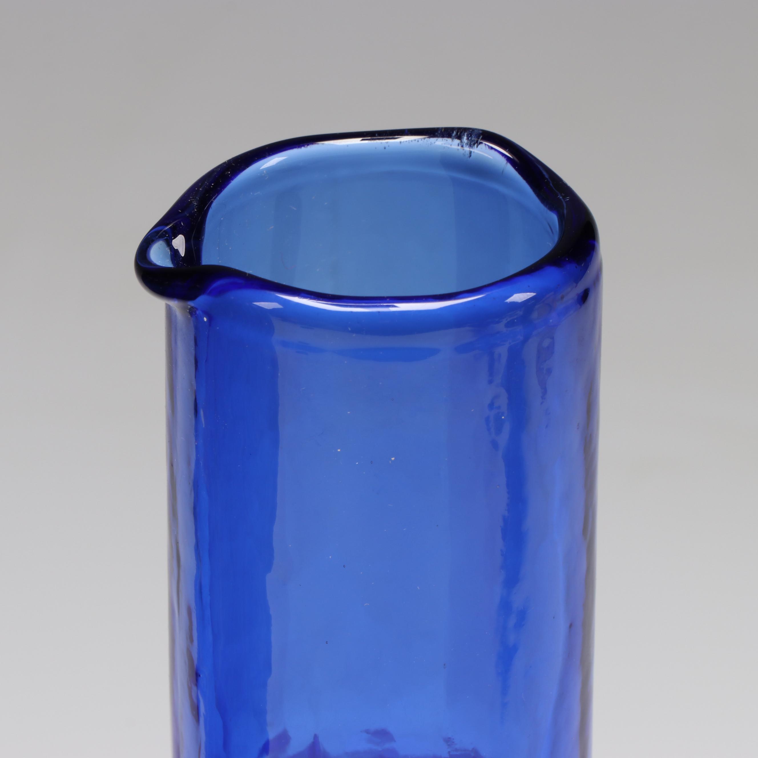 Cobalt Blue Glass Vases, Footed Bowl, and Punch Bowl and Cups