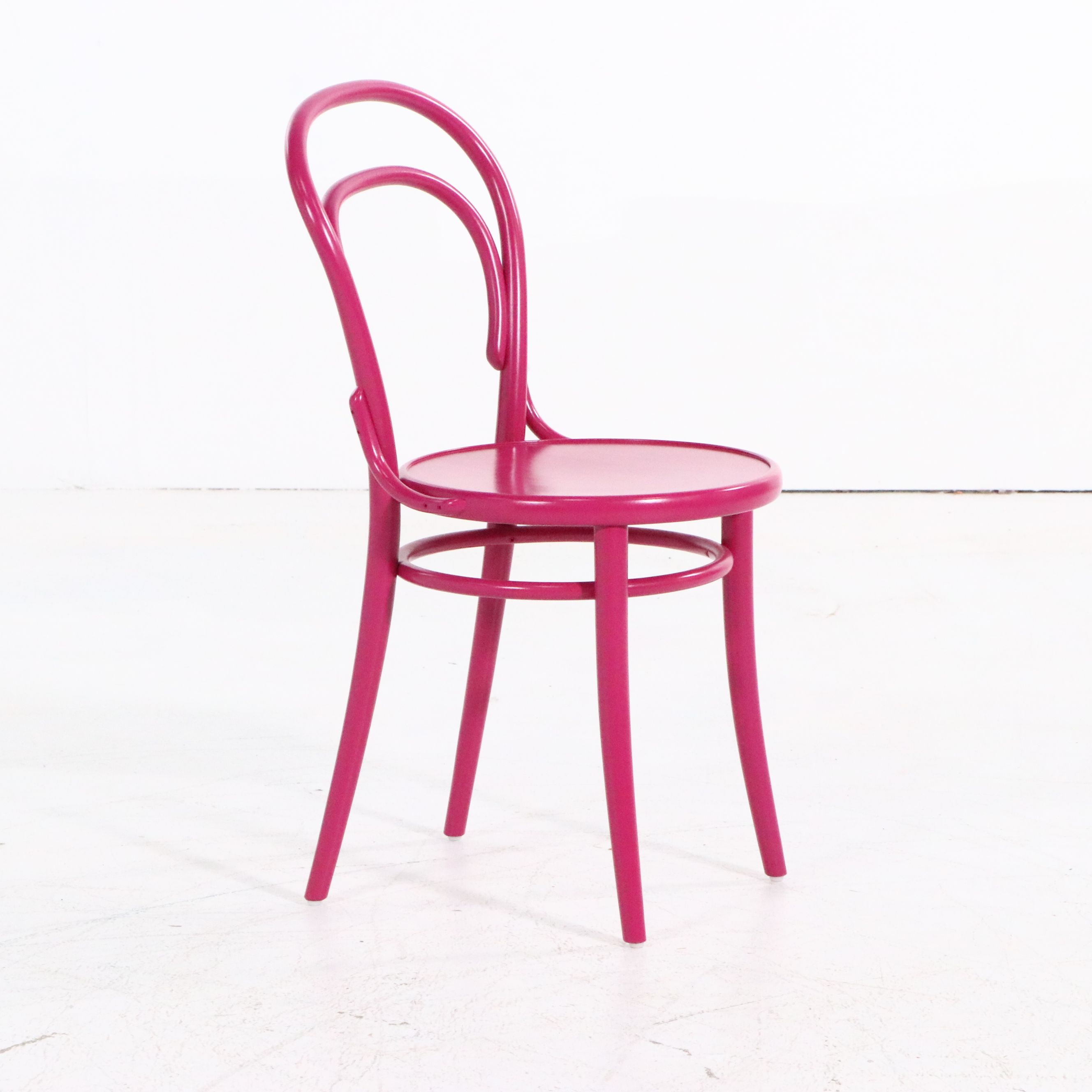 Set of Five TON Thonet Style Pink Bentwood Chairs
