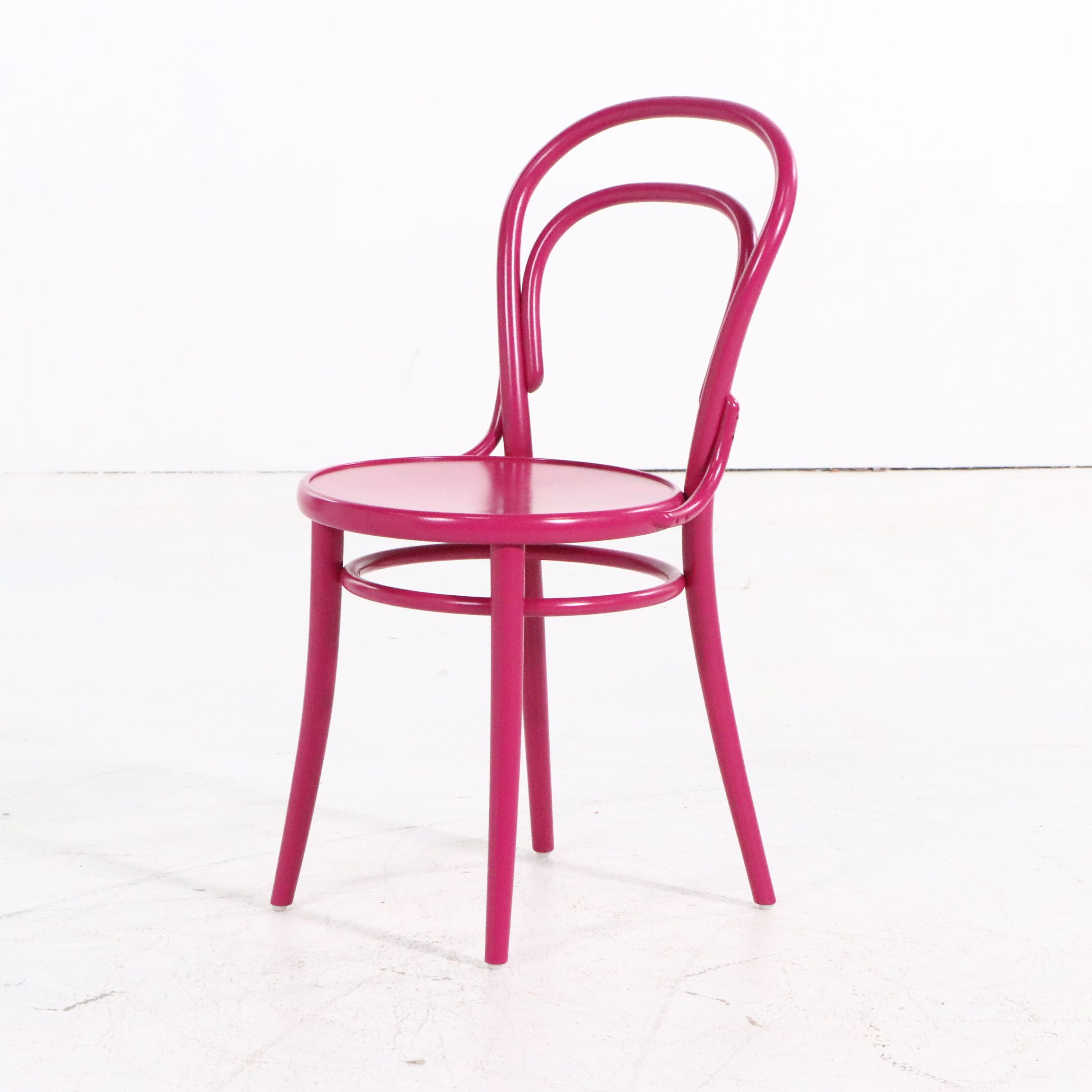 Set of Five TON Thonet Style Pink Bentwood Chairs