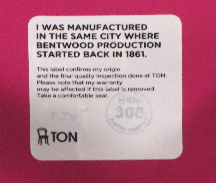 Set of Five TON Thonet Style Pink Bentwood Chairs