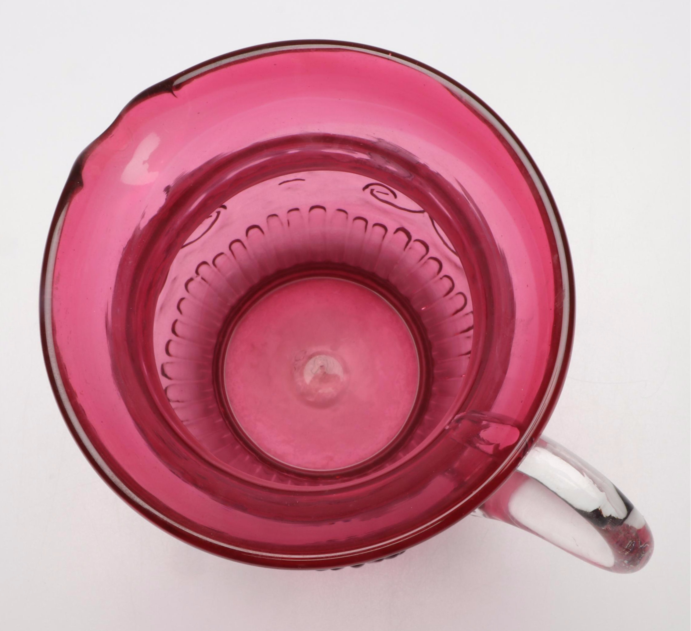 Pilgrim Cranberry Glass Pitcher and Tumblers, Mid to Late 20th Century