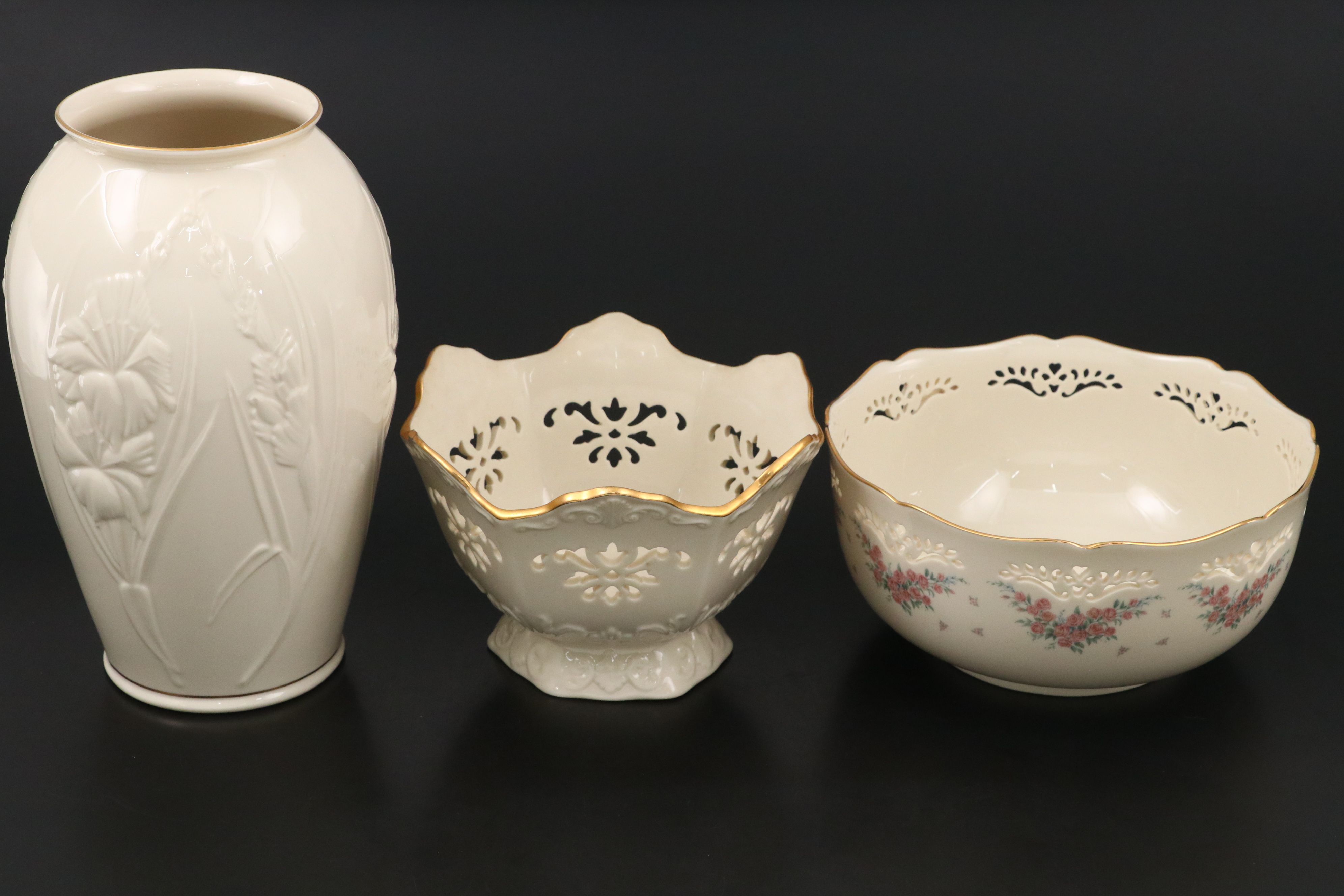 Lenox "Fruits of Life" Cornucopias with Pierced Rose Bowls and Other Porcelain