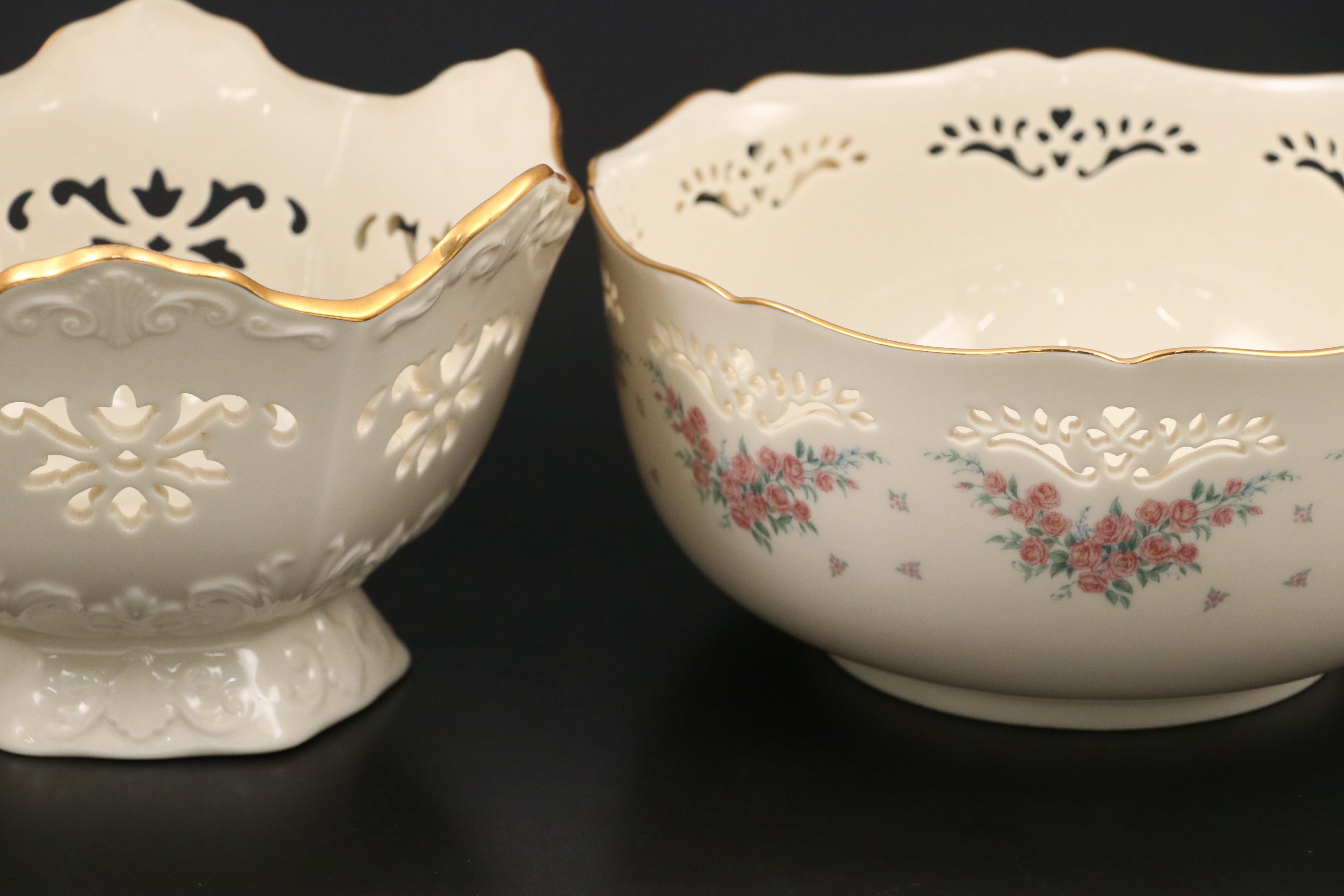 Lenox "Fruits of Life" Cornucopias with Pierced Rose Bowls and Other Porcelain